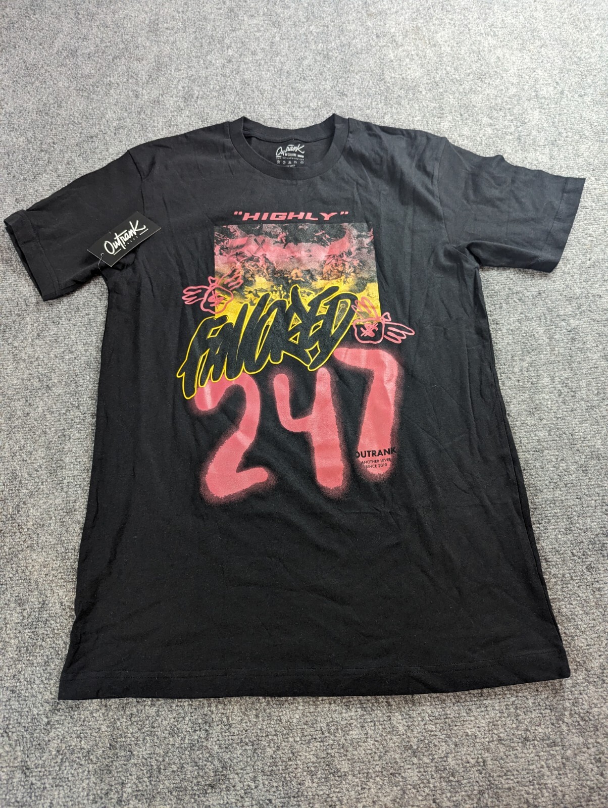 Outrank T-Shirt Men&rsquo;s M Black Graphic Print 24/7 NWT