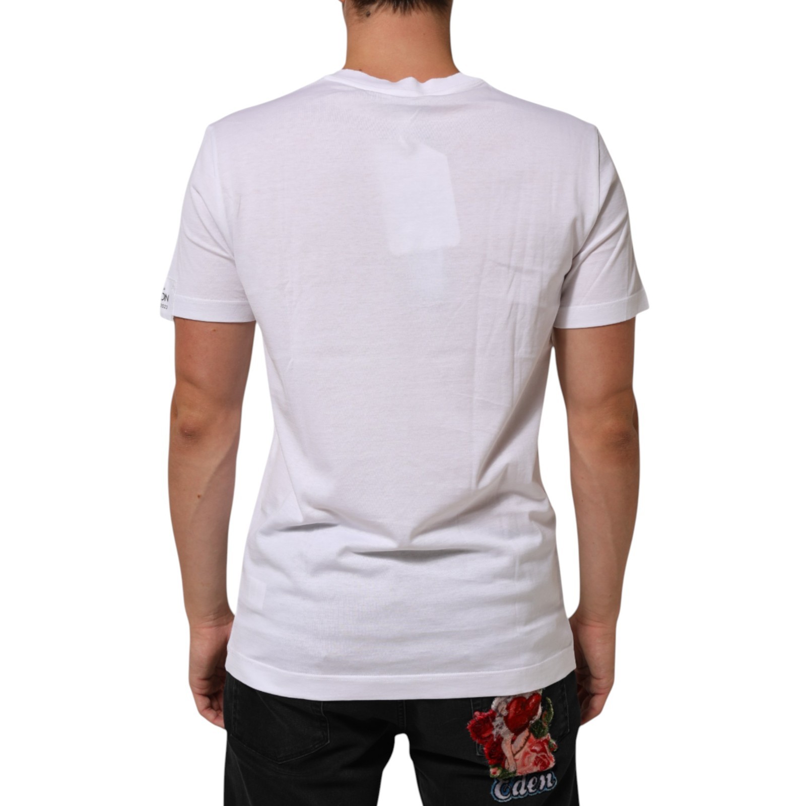 DOLCE & GABBANA T-shirt White Logo Print Cotton Crew Neck IT52/US42/XL 680usd