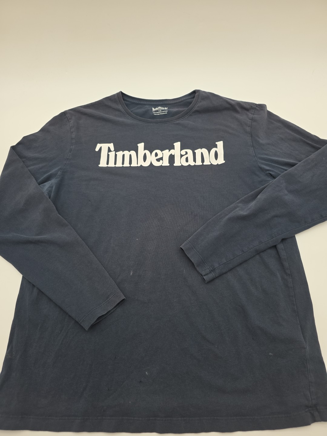 Timberland T-shirt Men L Blue Graphic Print Logo 100% Organic Cotton.#45053