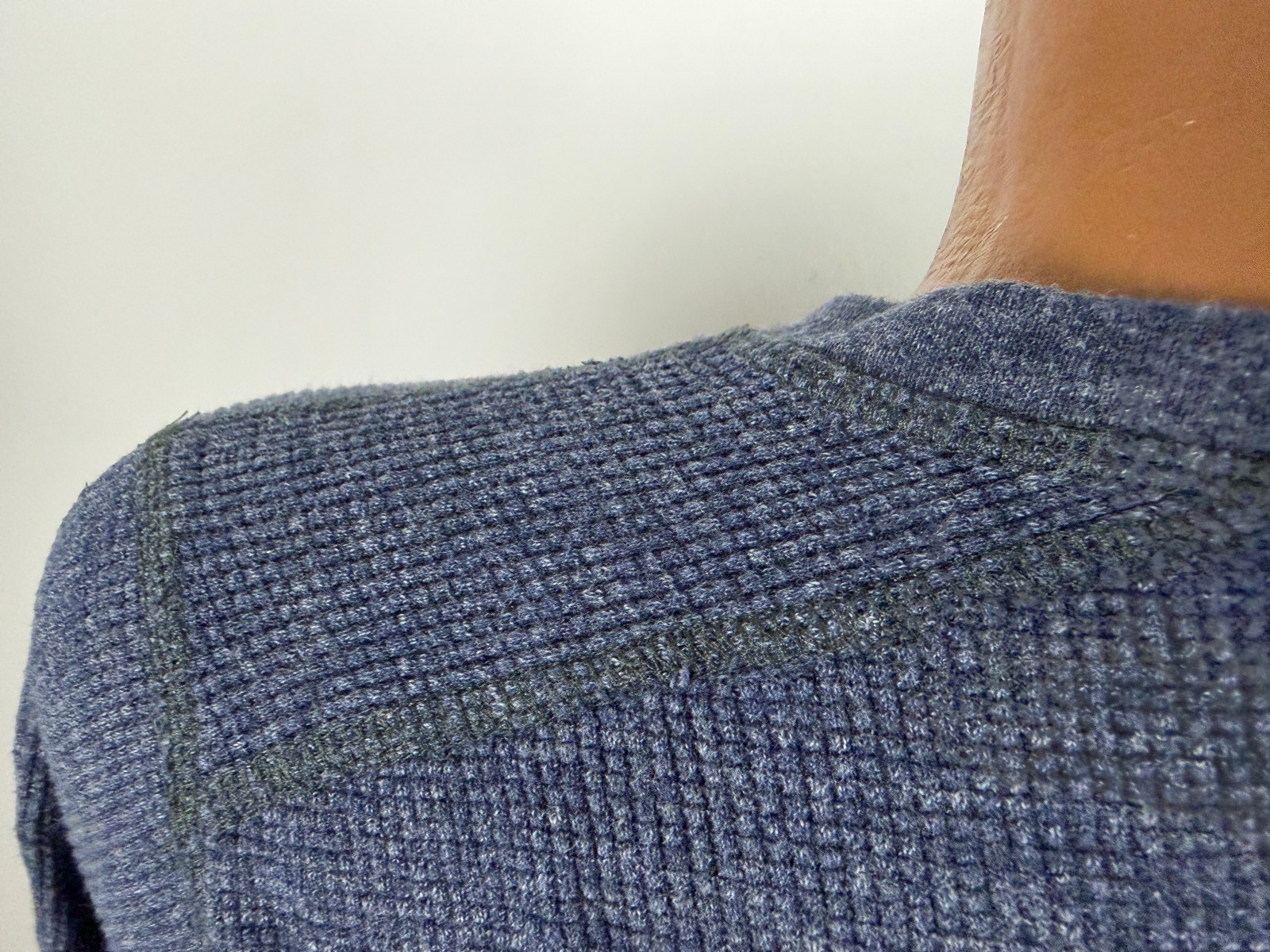 Wallace Barnes Shirt Men Medium Waffle-Knit Henley Thermal Minimal Heather Navy