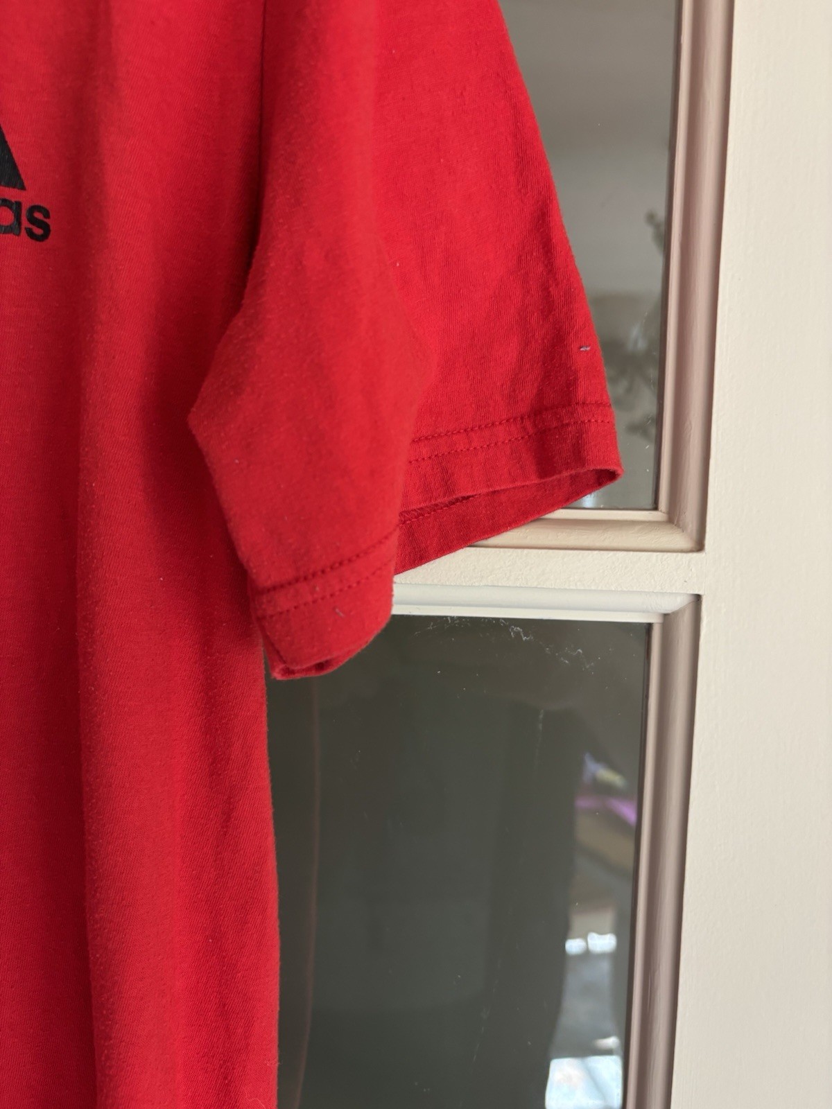 Red Adidas performance tee size medium. Short sleeve. 60/40 poly/cotton.