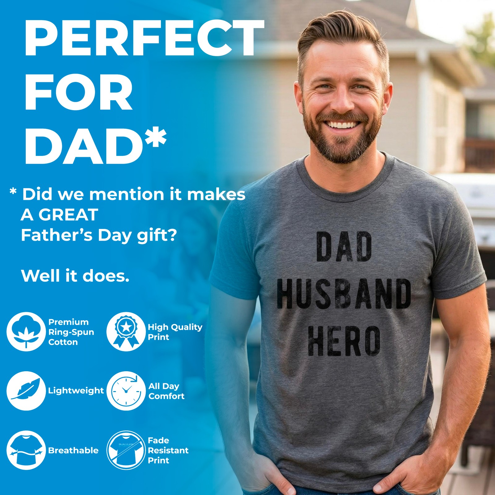 Mens It&rsquo;s Not A Dad Bod, It&rsquo;s A Father Figure T Shirt Funny Fathers Day Novelty