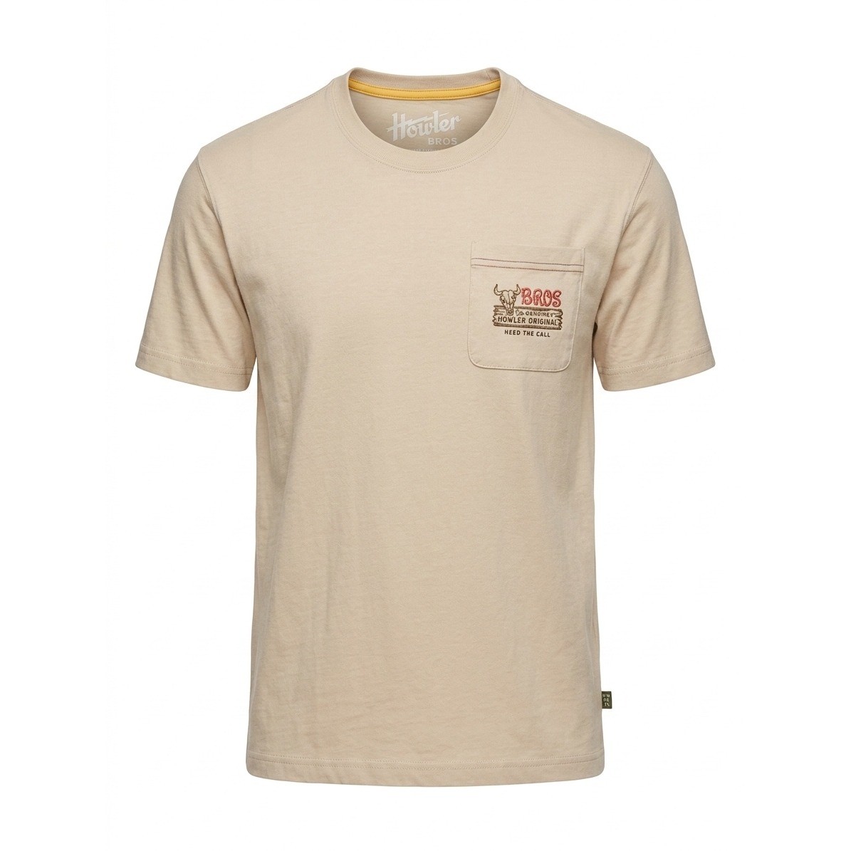 Howler Brothers Mens Large Beige Heed The Call Graphic Pocket T-Shirt Tan L