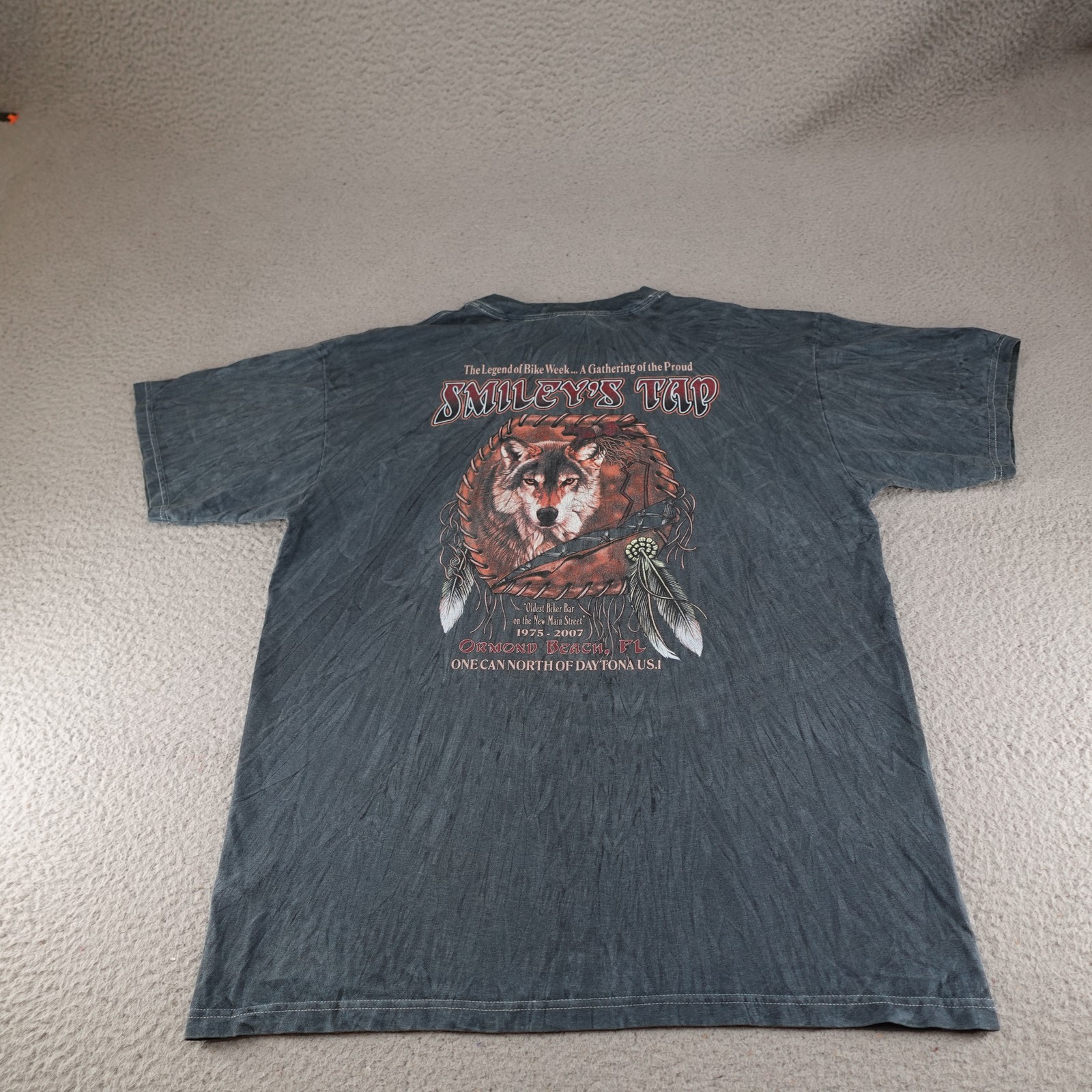 Daytona Bike Week Shirt Mens Large Gray Y2K Wolf Feathers Motorcycle Biker