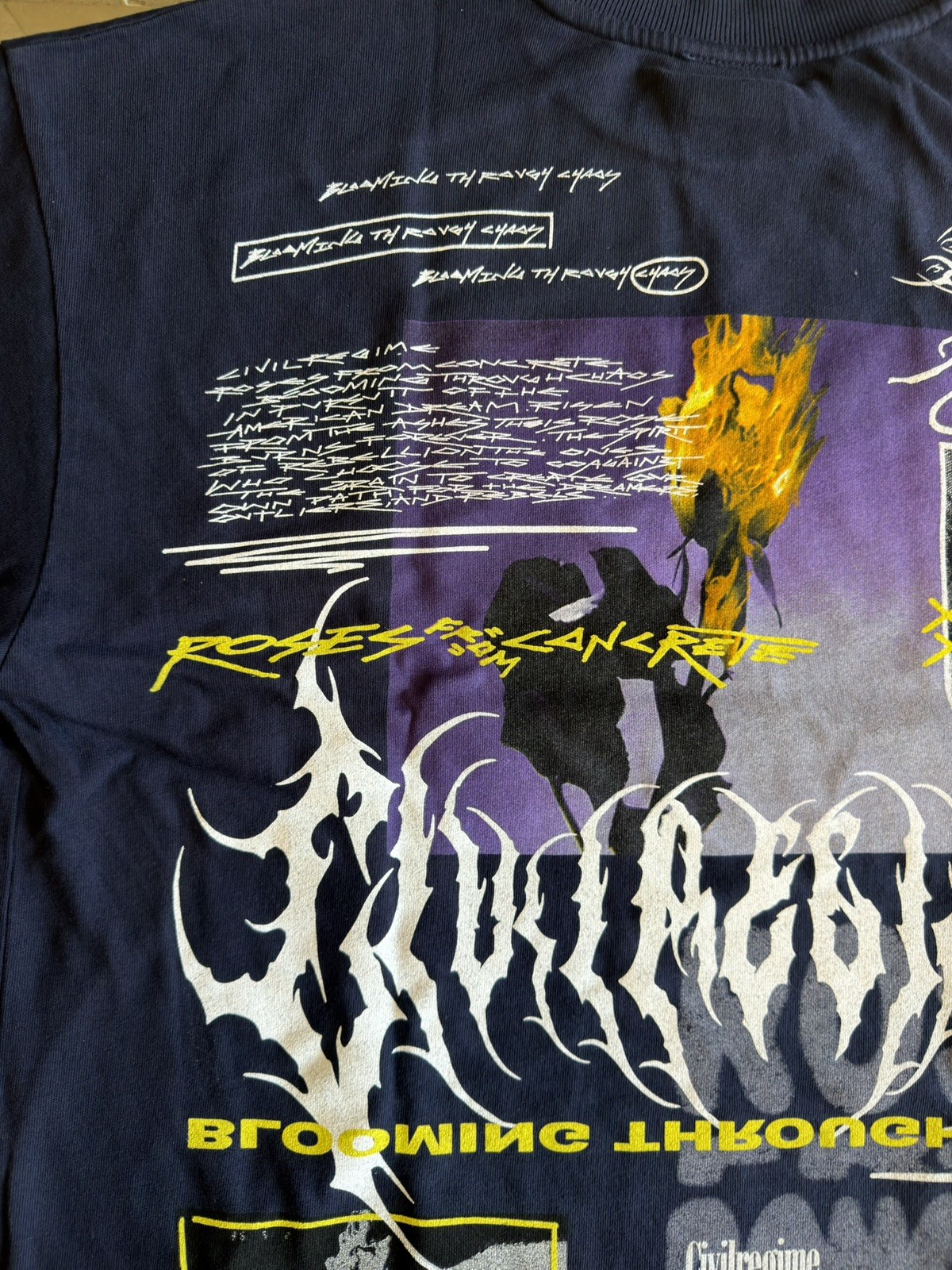 Size L – Civil Regime Roses From Concrete Skull Oversized T-Shirt