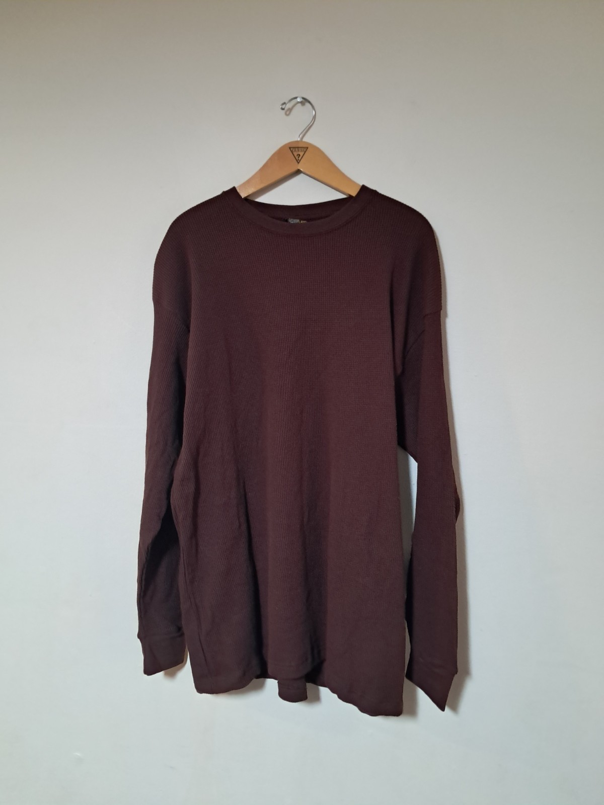 Gemrock Heavyweight Waffle Knit Thermal Long Sleeve Shirt Brown Cotton 4XL Men