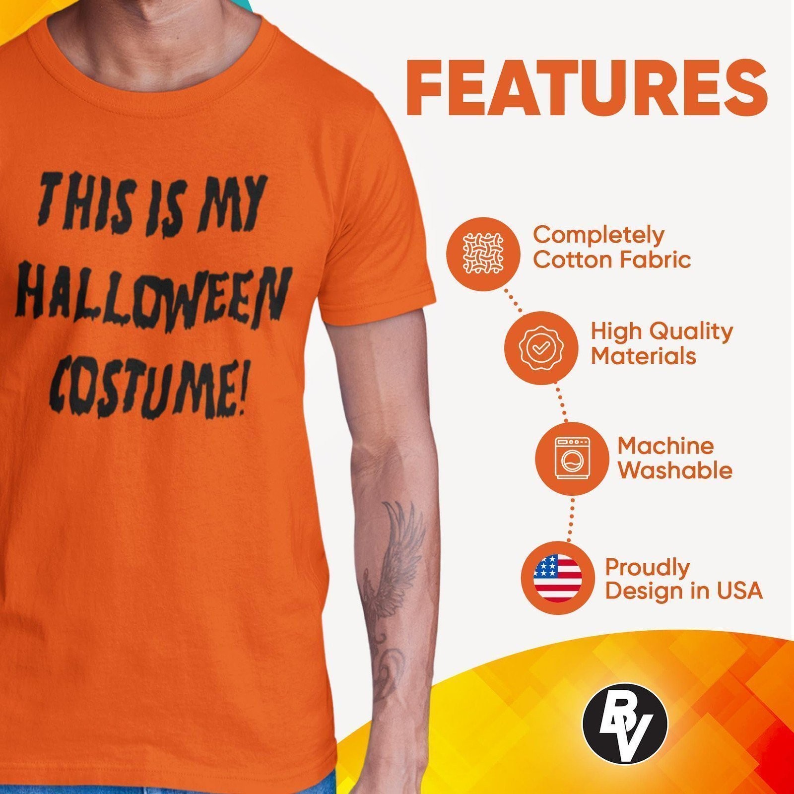 BROOKLYN VERTICAL Adult Halloween Printed T-Shirts Jack O&rsquo; Lantern Pumpkin Skele