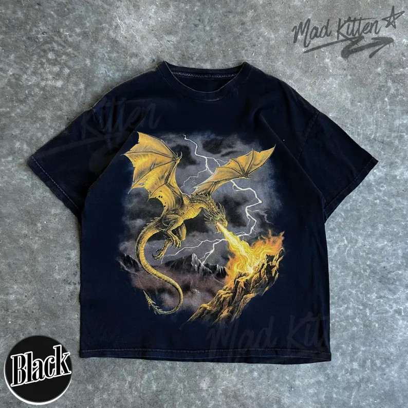 Vintage Dragon Comfort Tee Retro Style Graphic Shirt Men Women Soft Feel