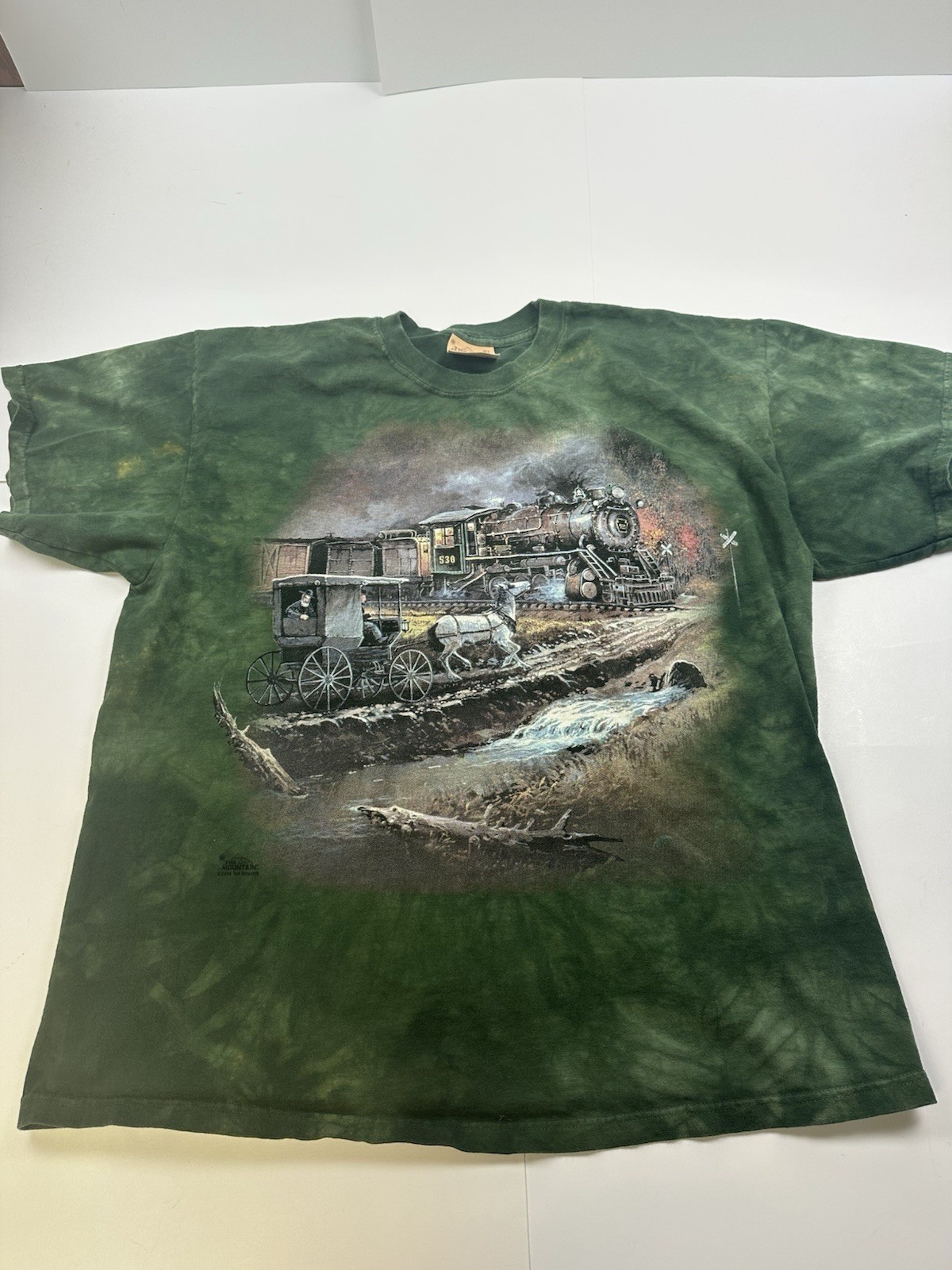 Vintage 2004 THE MOUNTAIN TIE-DYE STEAM TRAIN T-Shirt XL locomotive