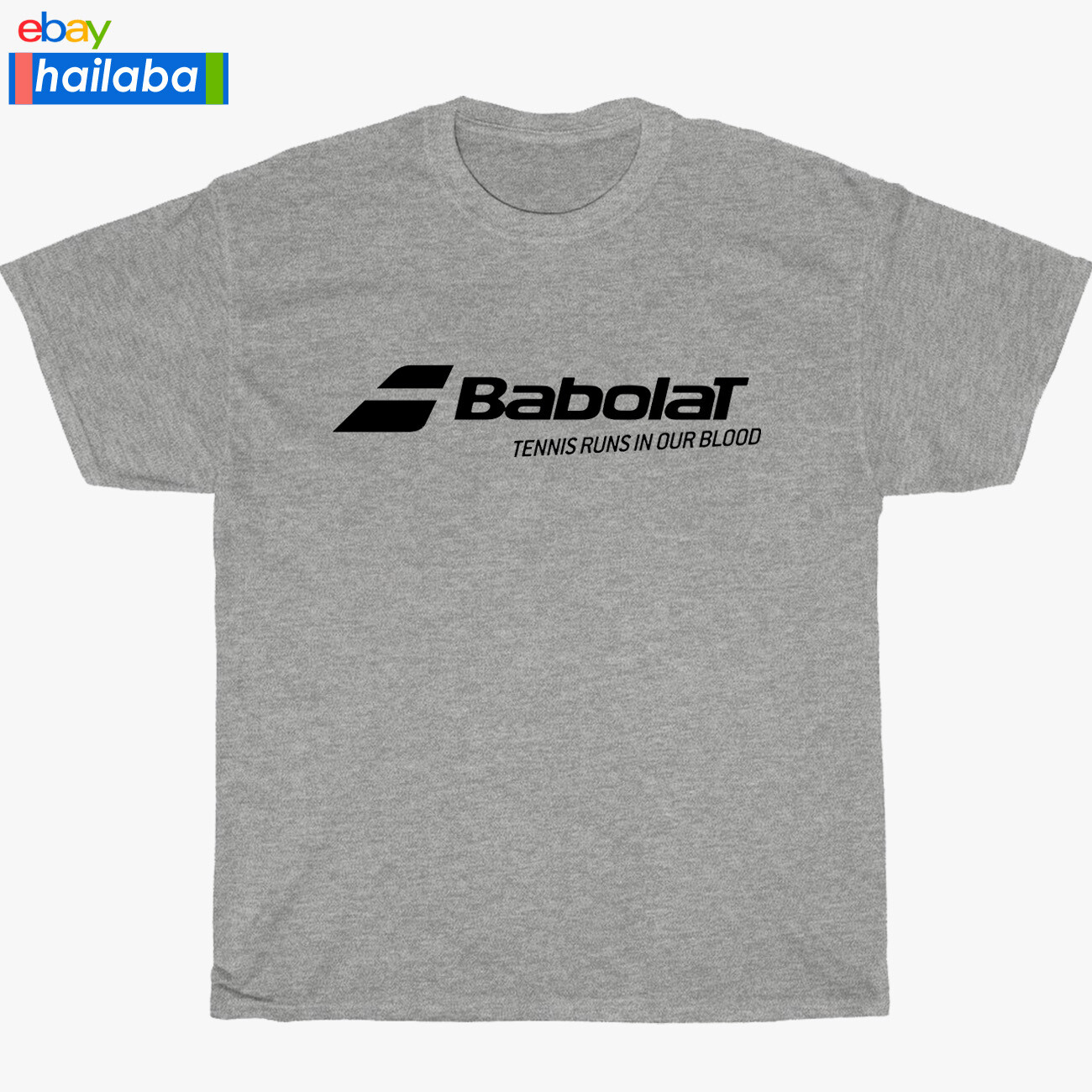 Babolat Logo Tennis Runs In Our BloodBlack/Navy/Grey/White Men&rsquo;s T-Shirt S-3XL