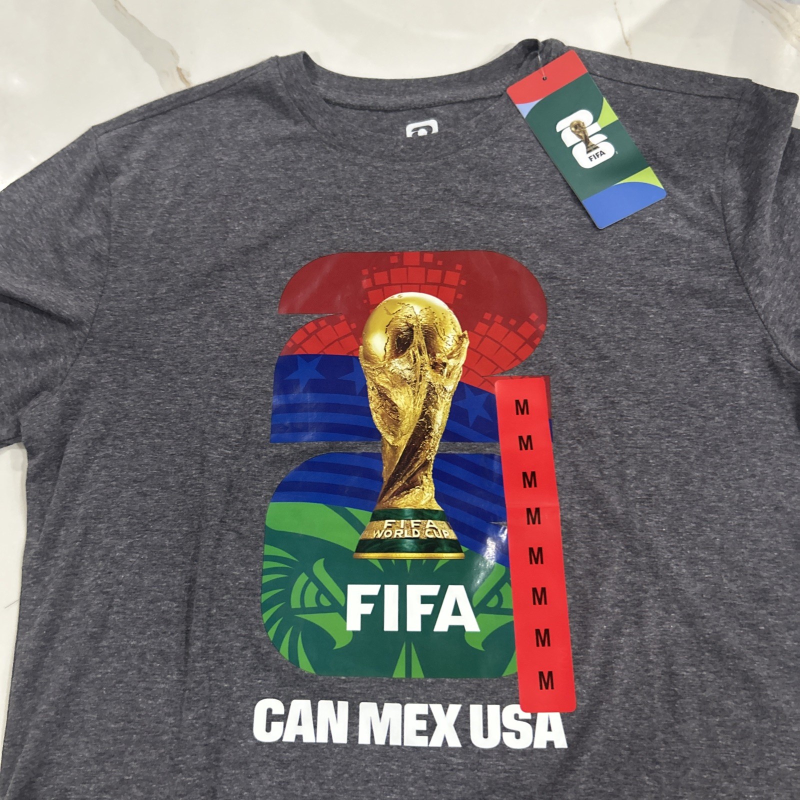 FIFA World Cup Men’s M Gray Graphic Print Logo Crew Neck Short Sleeve T-Shirt