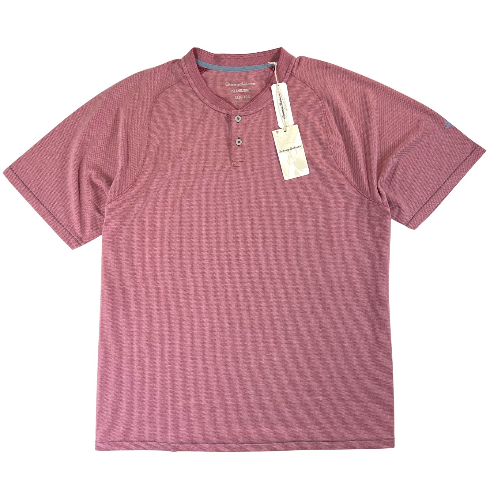 Tommy Bahama Island Zone Alki Point Henley Shirt Red Mens 1XLB UPF 30 NWT