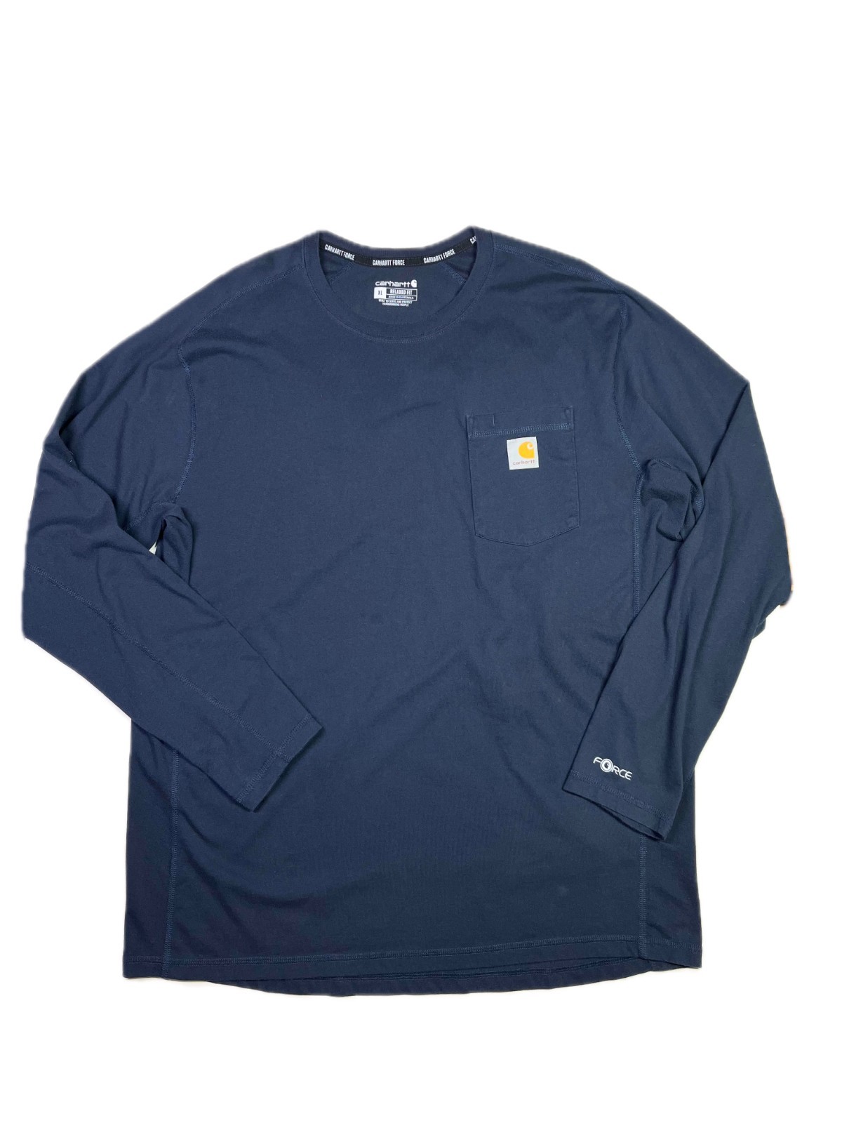 Carhartt Force Men&rsquo;s XL Relaxed Fit Midweight Long-Sleeve Pocket T-Shirt Navy
