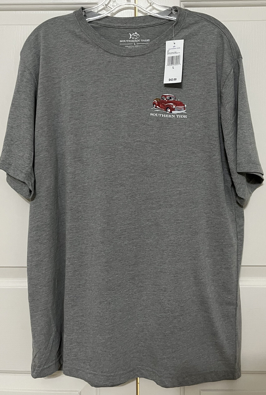 NWT Southern Tide size L grey red truck short sleeve tshirt mens
