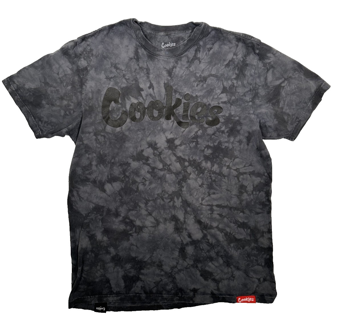 Cookies Original Logo Crystal Wash Tie Dye Black Men&rsquo;s Tee Shirt Size Large