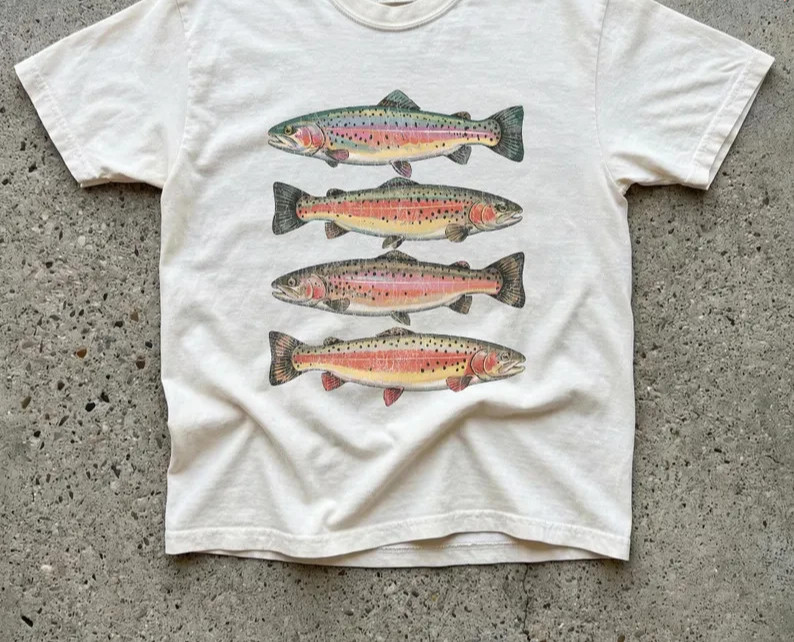 Rainbow Trout Heavy Cotton Tee Fishing Outdoorsy Tees