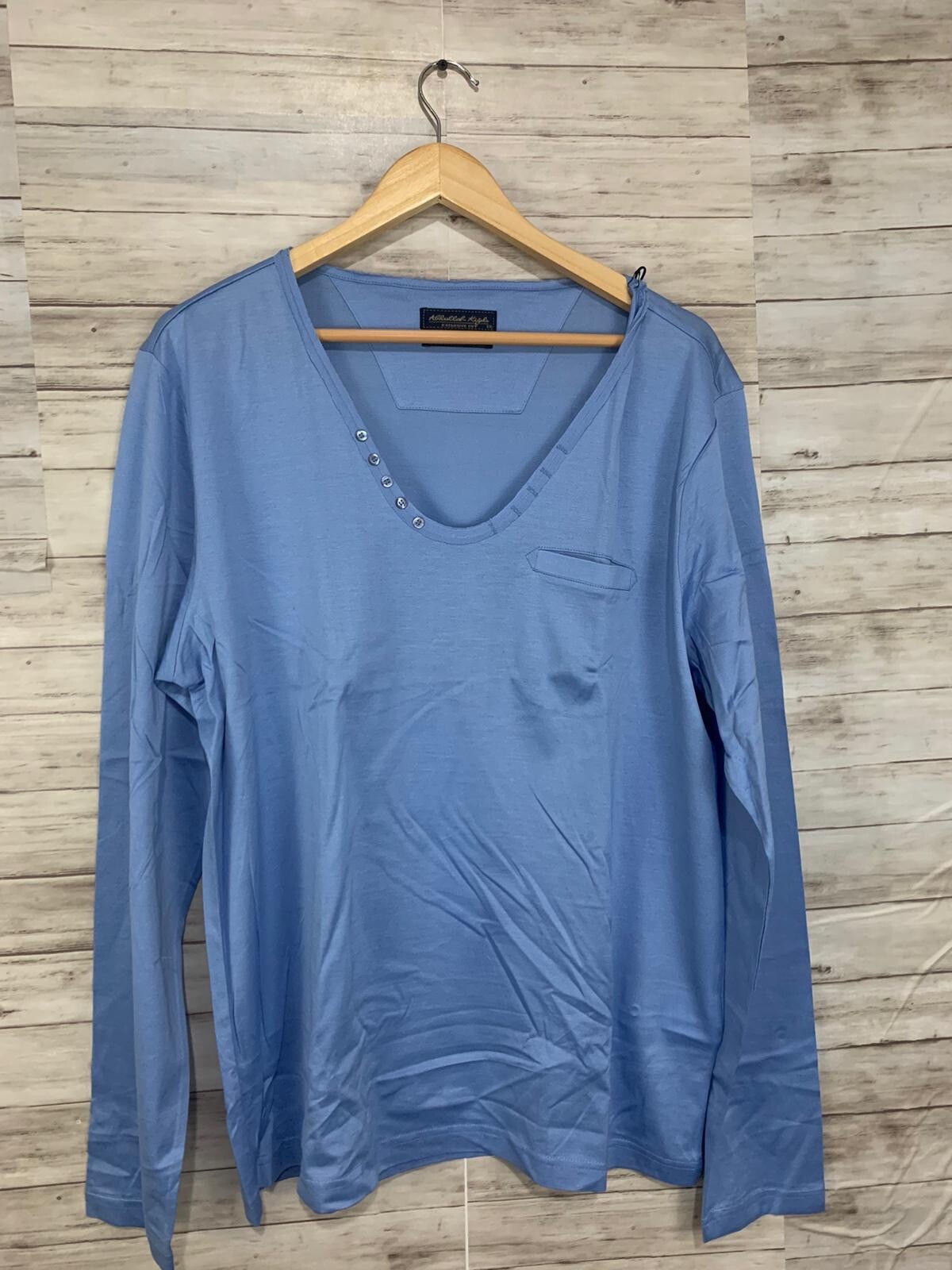 Kigili Shirt Mens 2XL Tee Extra Slim Fit Blue Long Sleeve Egyptian Cotton N75