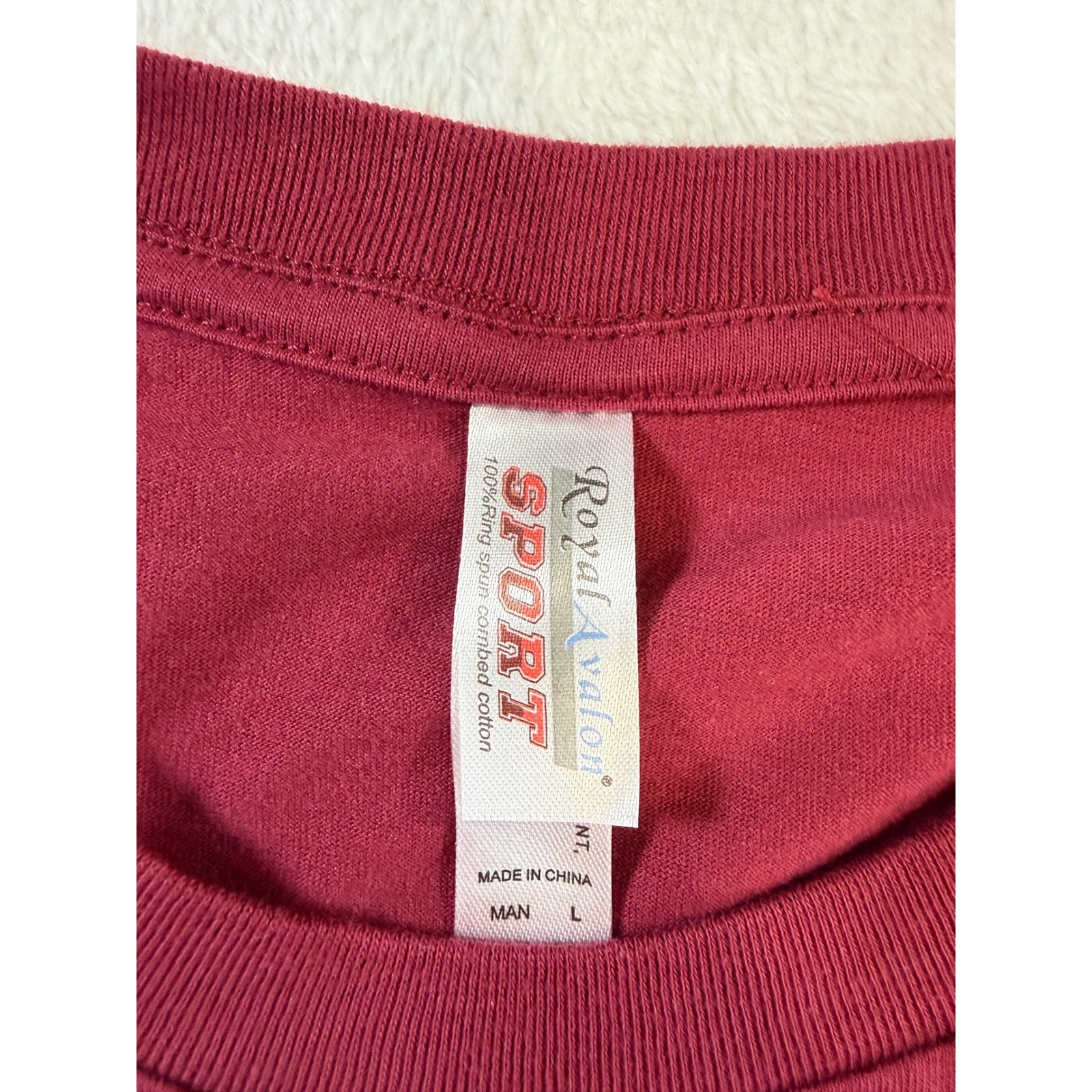 Royal Avalon Sport Mens Maroon Varsity Stripe Sleeve Cotton T-Shirt L