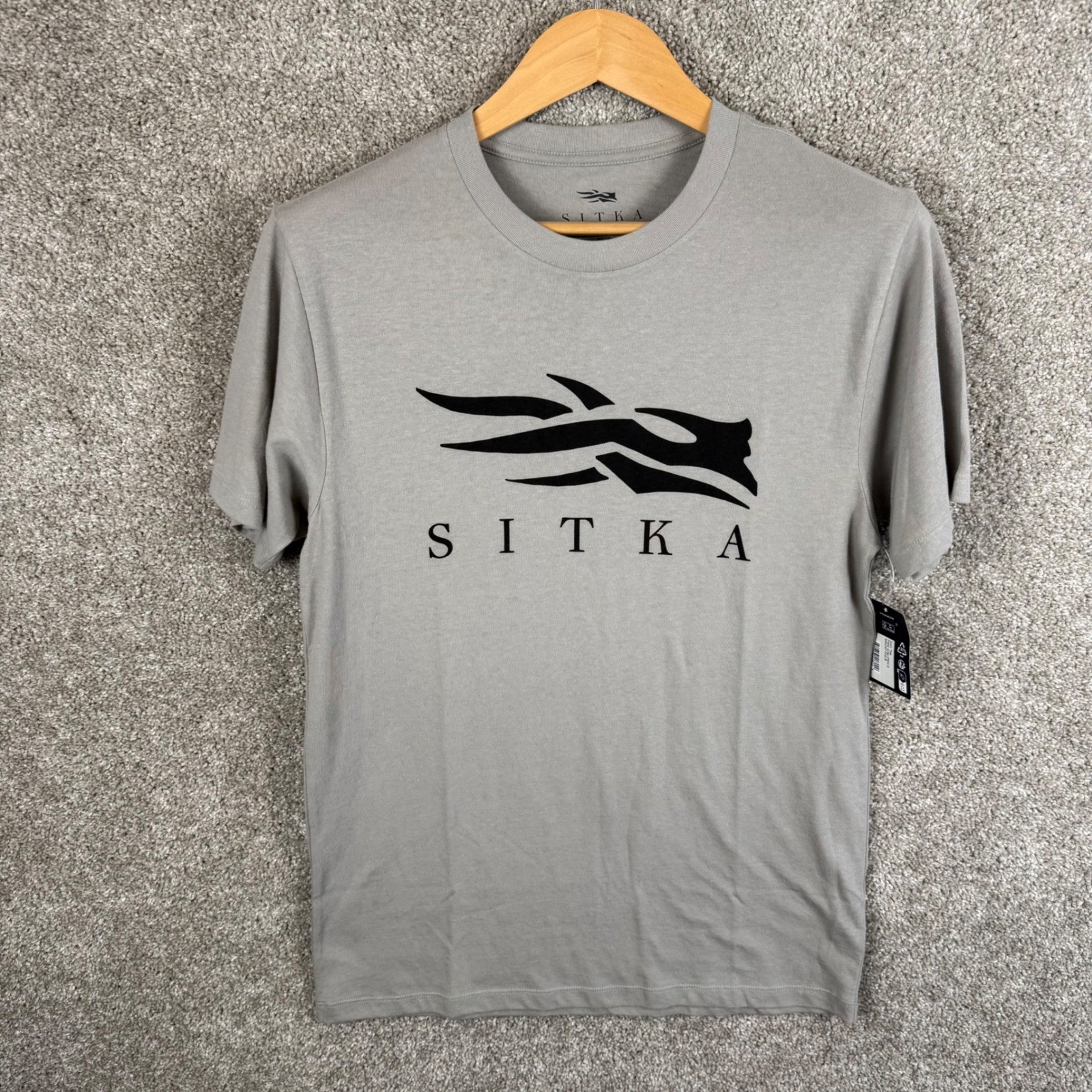 Sitka Gear Mens Small Icon Tee Field Gray Graphic Logo T-Shirt 600297-FIG-S NEW