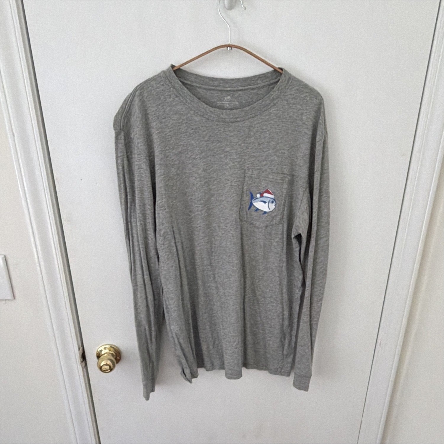 Southern Tide Skipjack Logo Graphic Print Crew Neck Long Sleeve T-Shirt Gray M