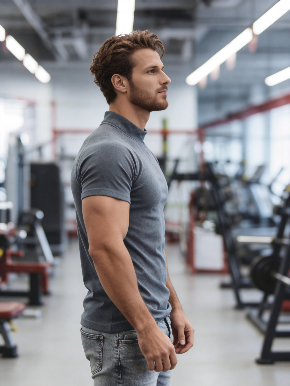 Men&rsquo;s High-Elasticity Half-High Neck T-Shirt – Elegant Gentleman Style