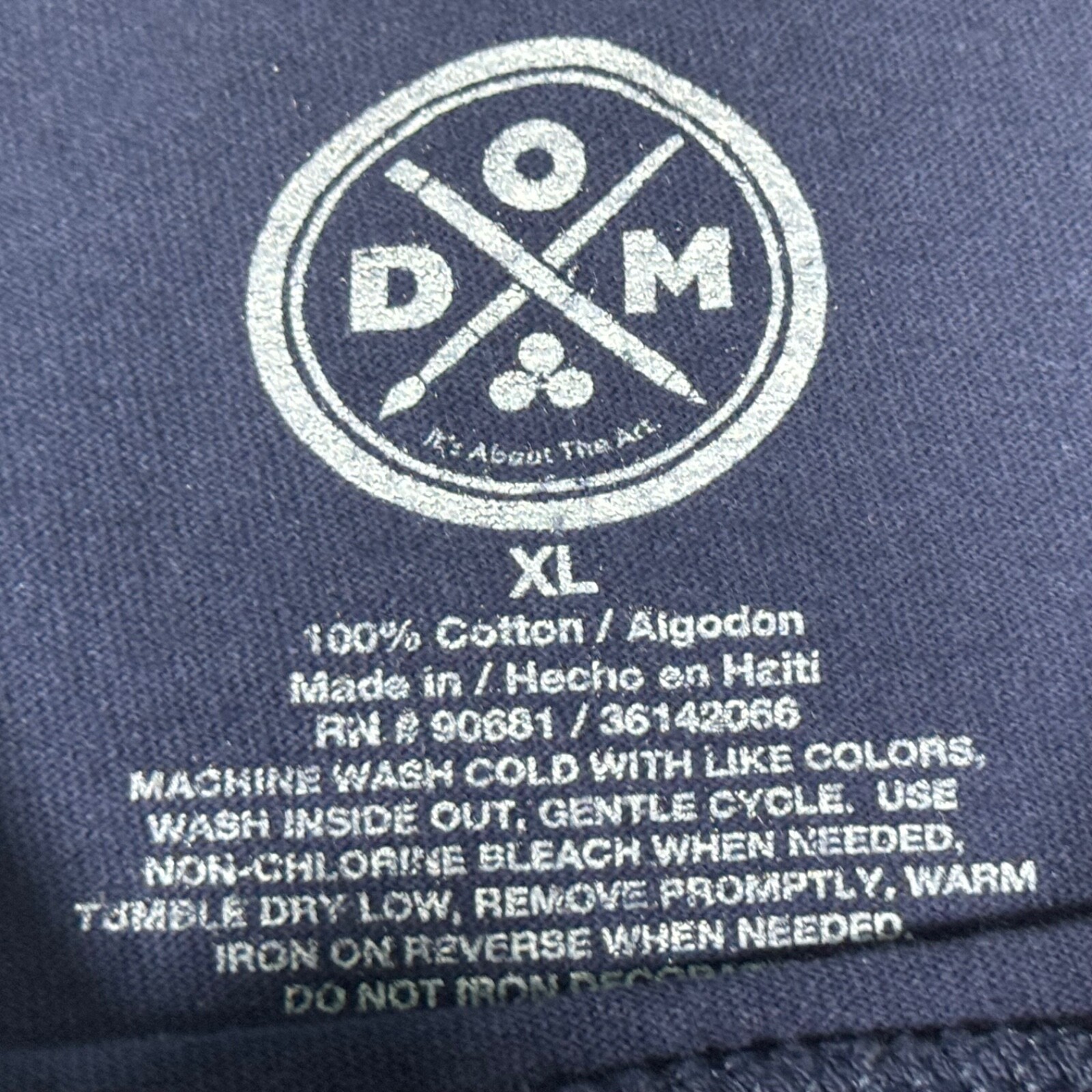 DOM Shirt Adult Extra Large Navy Blue Skeleton Skull Good Vibrations Meditation