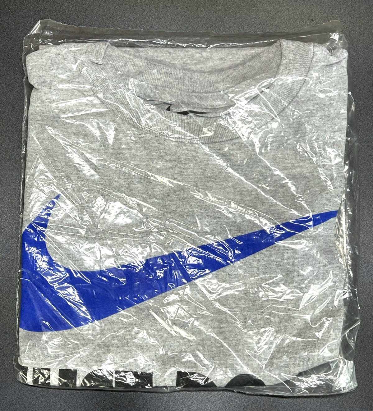 Nike JUST DO IT Swoosh Tee Shirt – AA2097 050 – Grey Black Blue Sz S