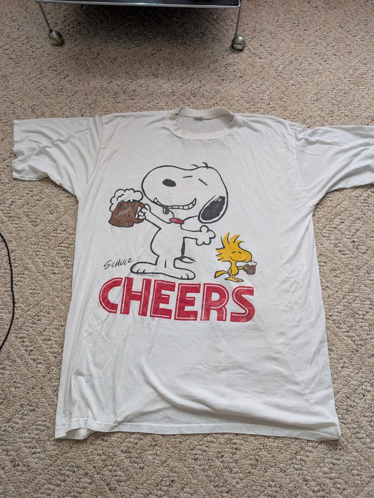 Vintage &rsquo;80s Snoopy Woodstock Peanuts Cheers Oversized Single Stitch T-shirt Vtg