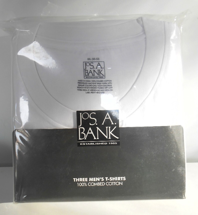 6 New Jos A Bank Men’s White Crew Neck T-Shirt 100% Combed Cotton Size XXL