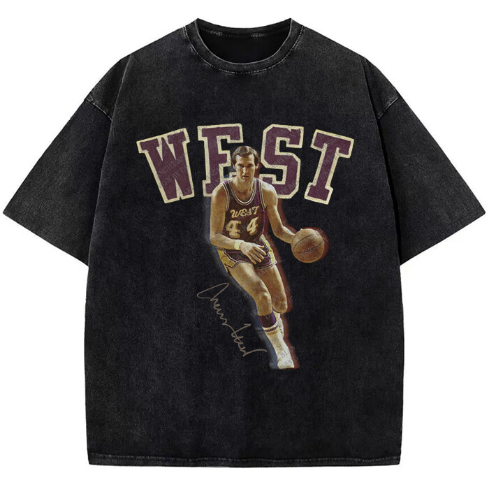 Jerry West Tribute T-Shirt The Logo Basketball Custom Fan Made Art Vintage Tee