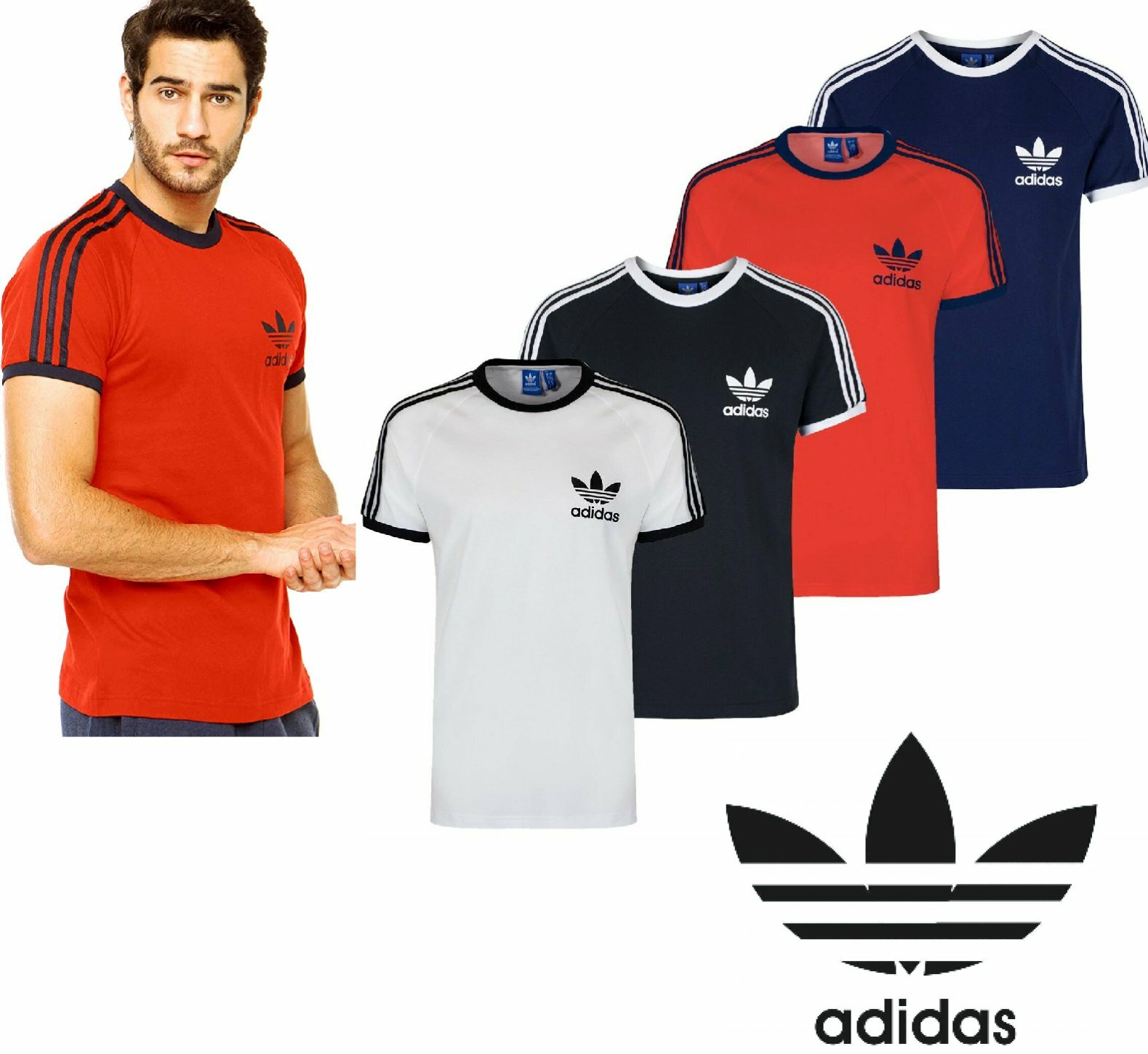 Adidas Originals California Men&rsquo;s T-Shirt Trefoil Retro 3-Stripes Short Sleeve