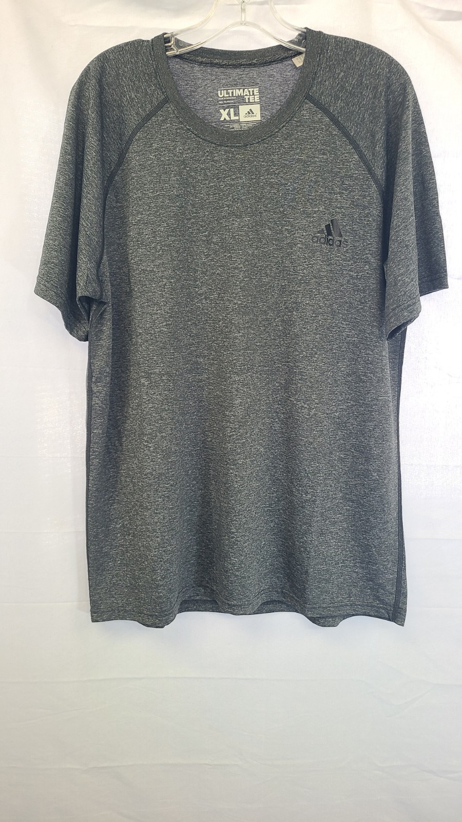 Adidas Ultimate Tee Shirt Mens Sz XL Gray Short Sleeve ClimaLite EUC Running Gym