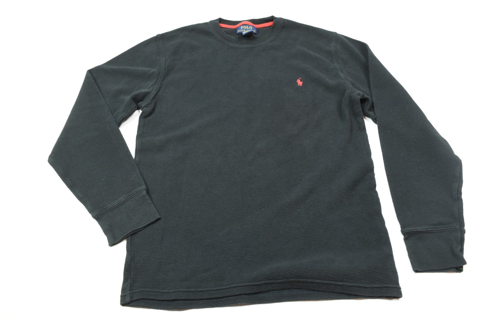 Polo Ralph Lauren Waffle-Knit Thermal Shirt Mens Medium Black Long Sleeve Crew