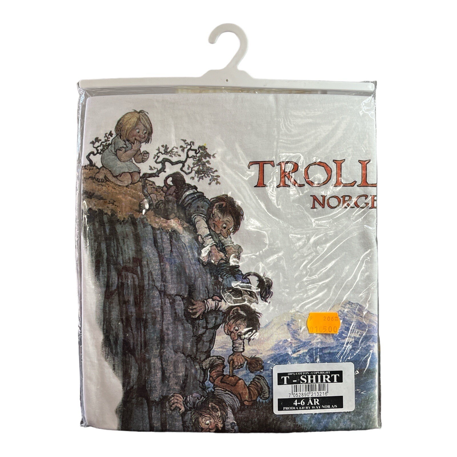 Vntg NyForm Trolls T-Shirt 100% Hurricane Cotton NIP Size 4/6 Norway Early 1990s