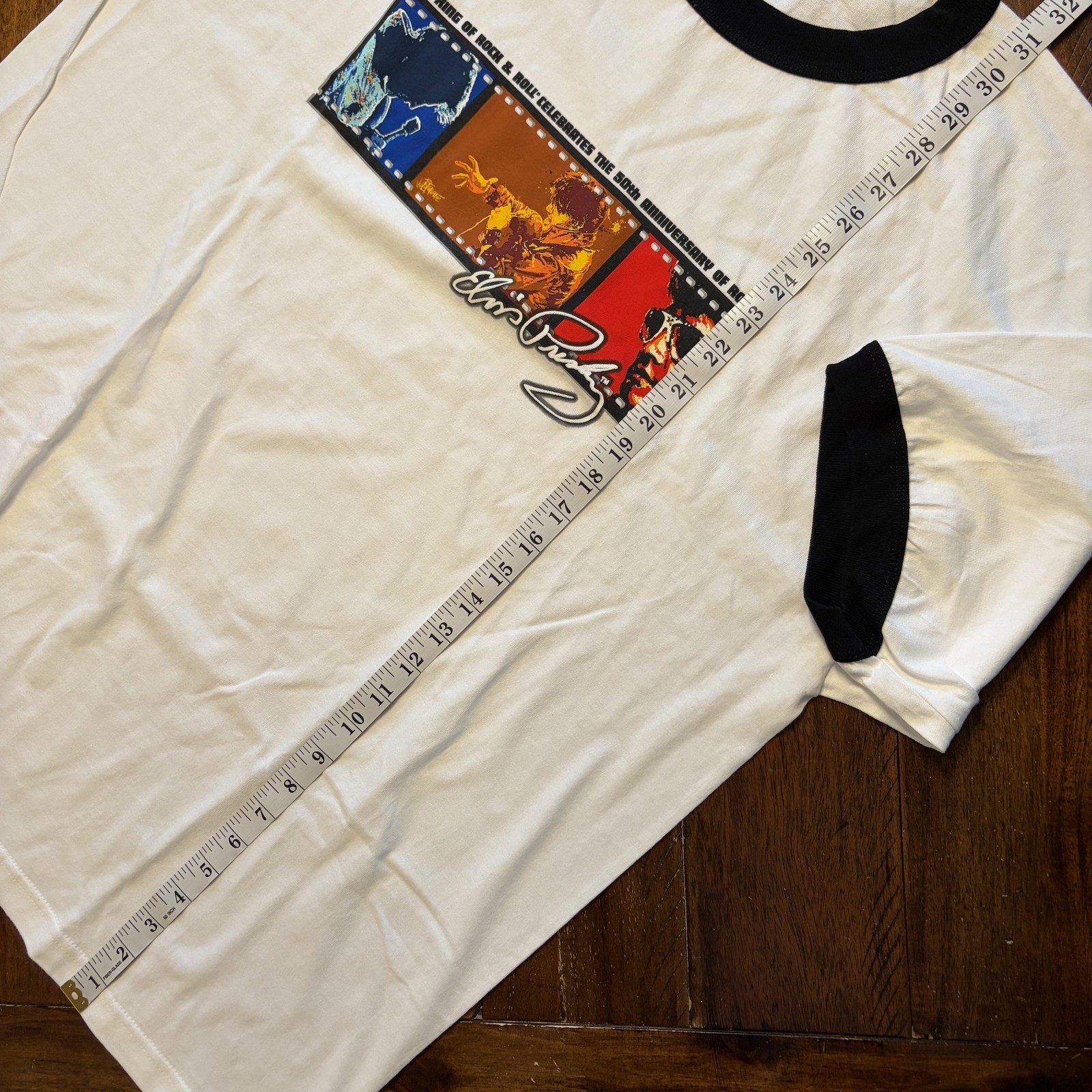 Elvis Presley Shirt Mens 2XL White Alstyle 50th Anniversary Rock Ringer T-Shirt