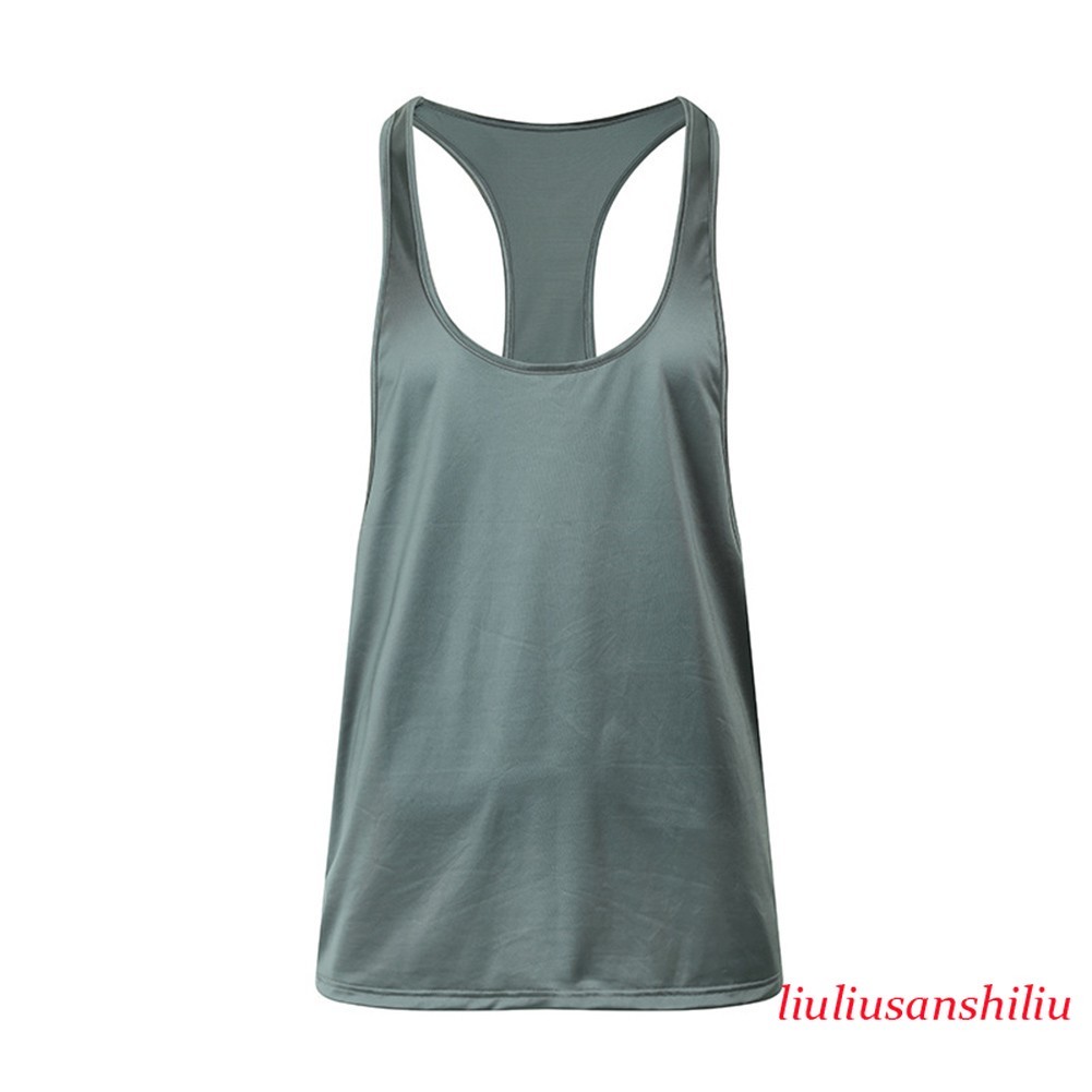Men Tank Top Oil Shiny Glossy Satin Regular Length Solid Color Four Seasons