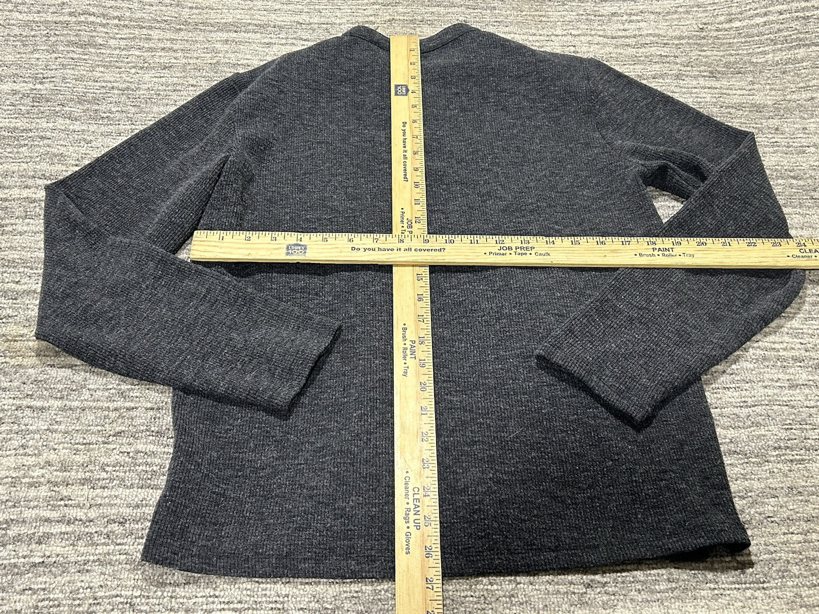 GUESS T Shirt Mens Medium Thermal Henley Solid Gray Cotton Poly Blend Waffle