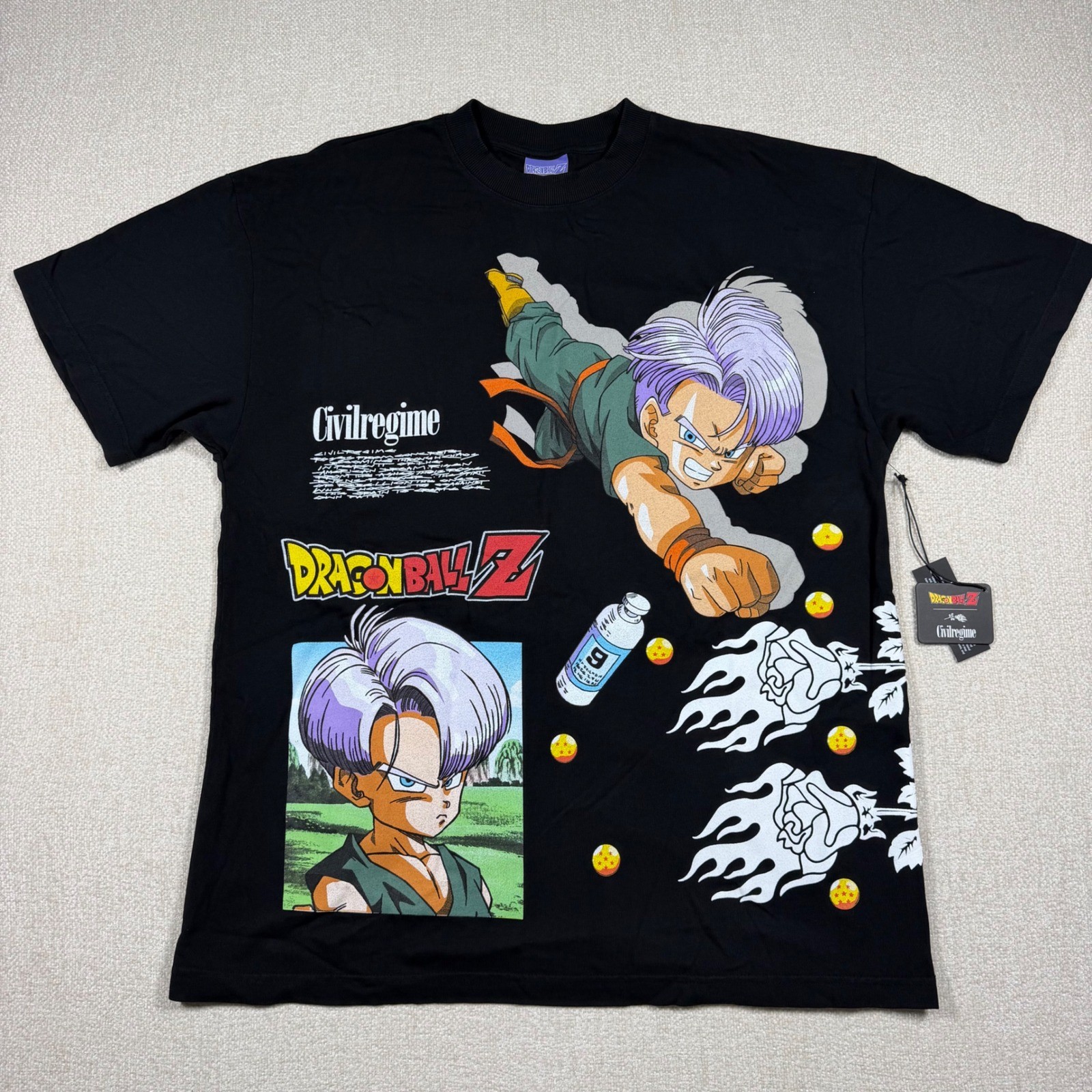 Civil Regime x Dragon Ball Z Trunks Oversized Graphic Tee Black Large Brand New