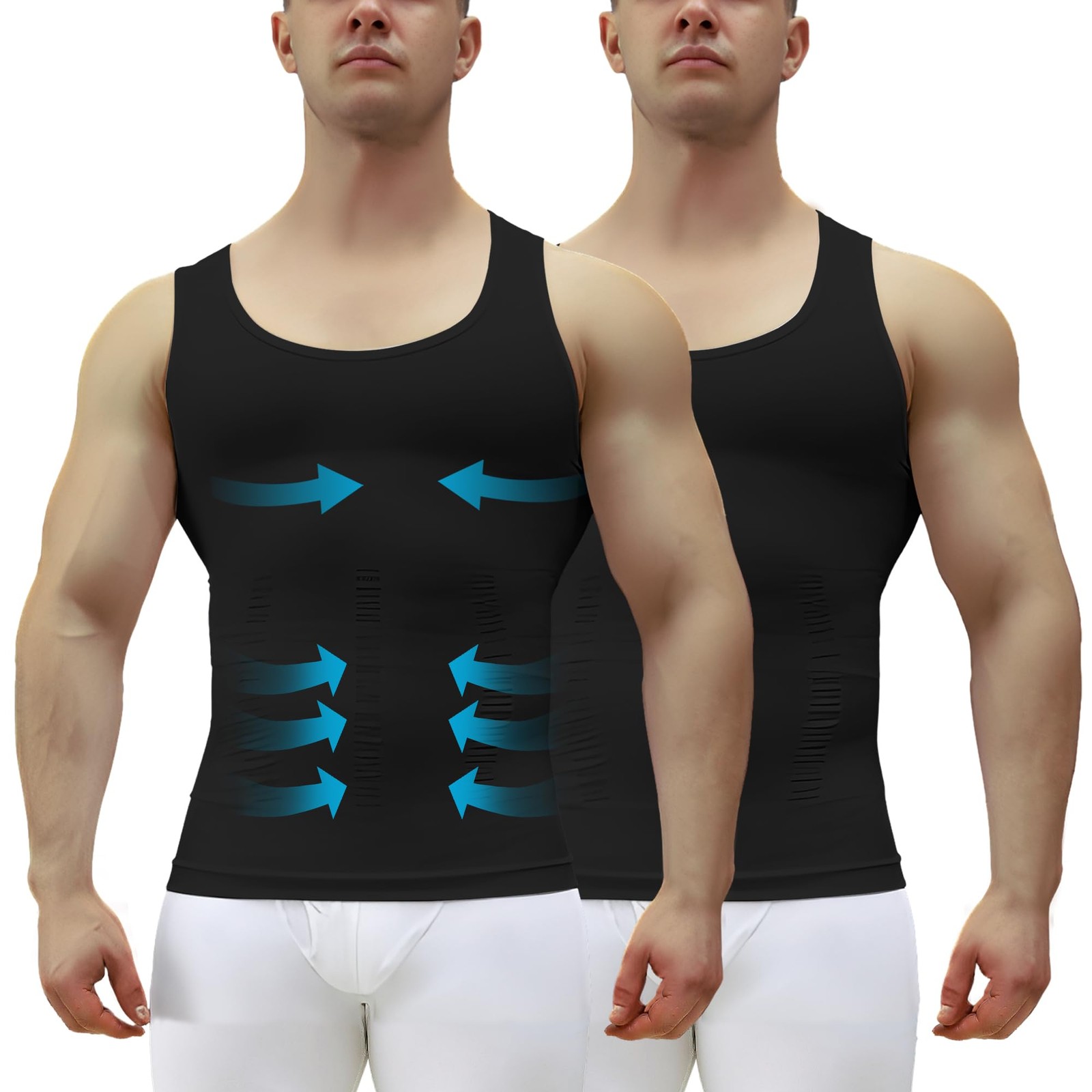 1/2/3 Pack Men&rsquo;s Shaper Slimming Tank Top Athletic Compression Shirt with Sle…