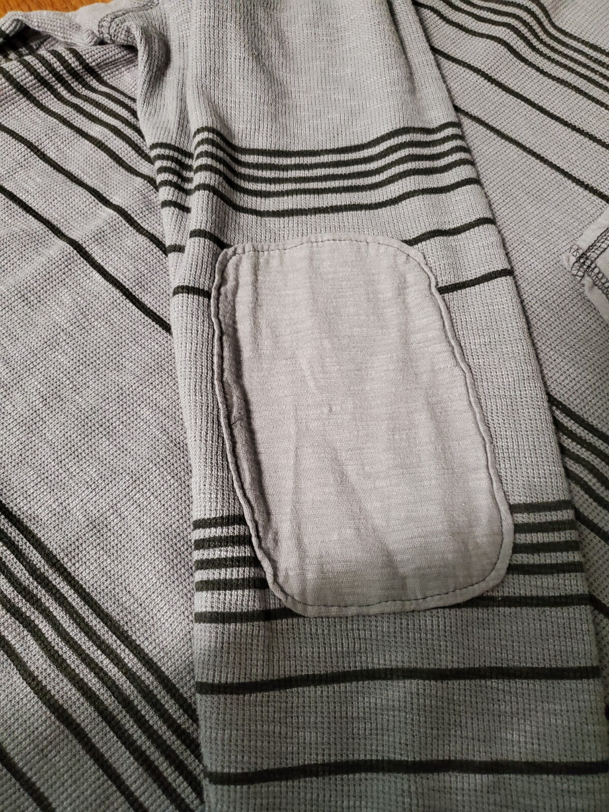 NWT Bar 3 III Waffle KNIT Shirt XL Long Sleeve Striped MENS Slim Fit Gray Elbow