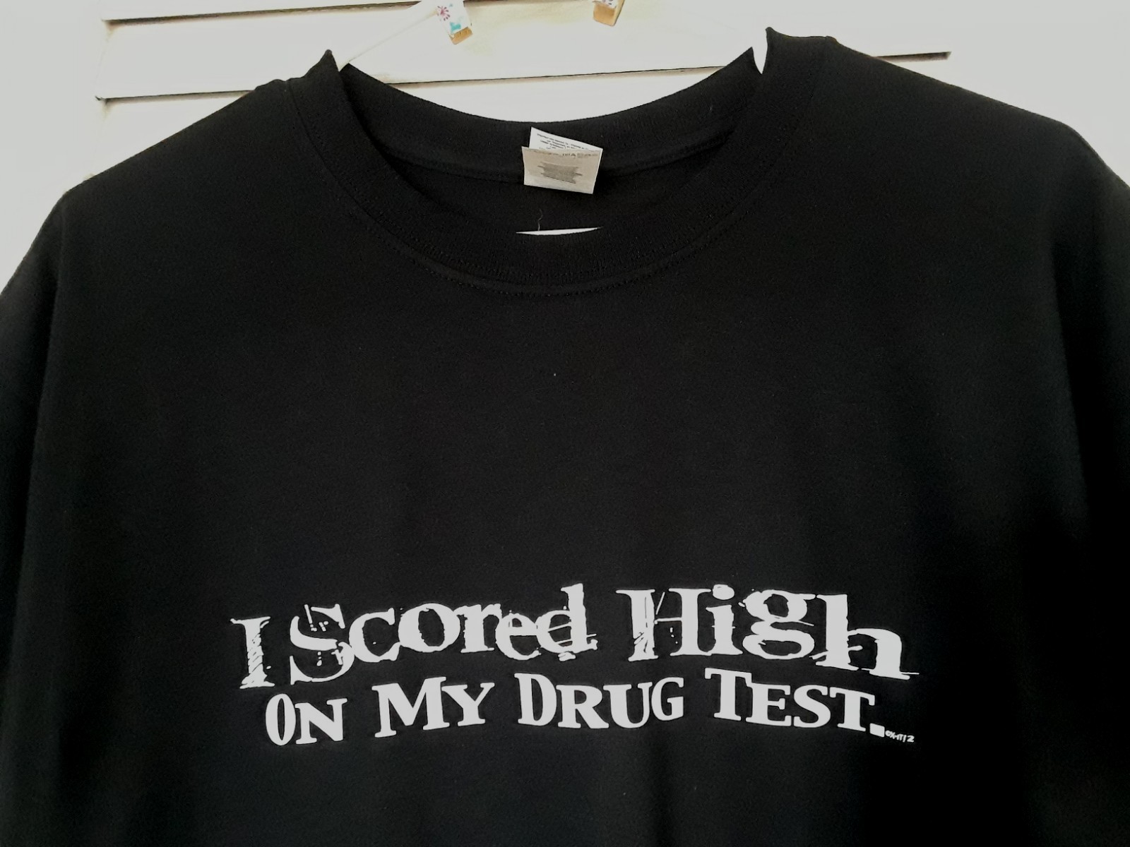 I SCORED HIGH ON MY DRUG TEST Humor College Party Weed Pot Men&rsquo;s T Shirt BLACK