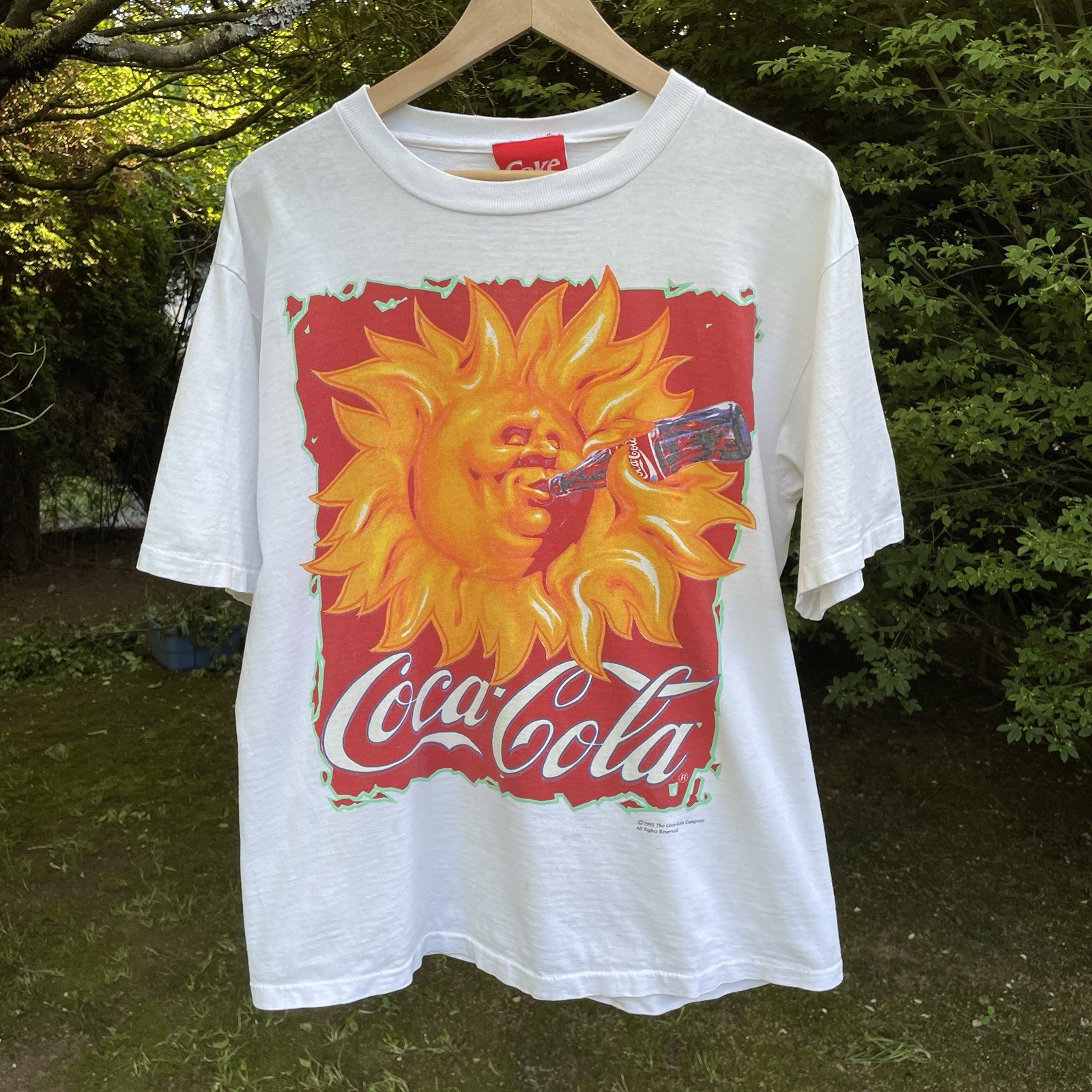 Vintage Coca Cola T Shirt Adult Fire Sun Double Sided 1995 Made In USA Men&rsquo;s L
