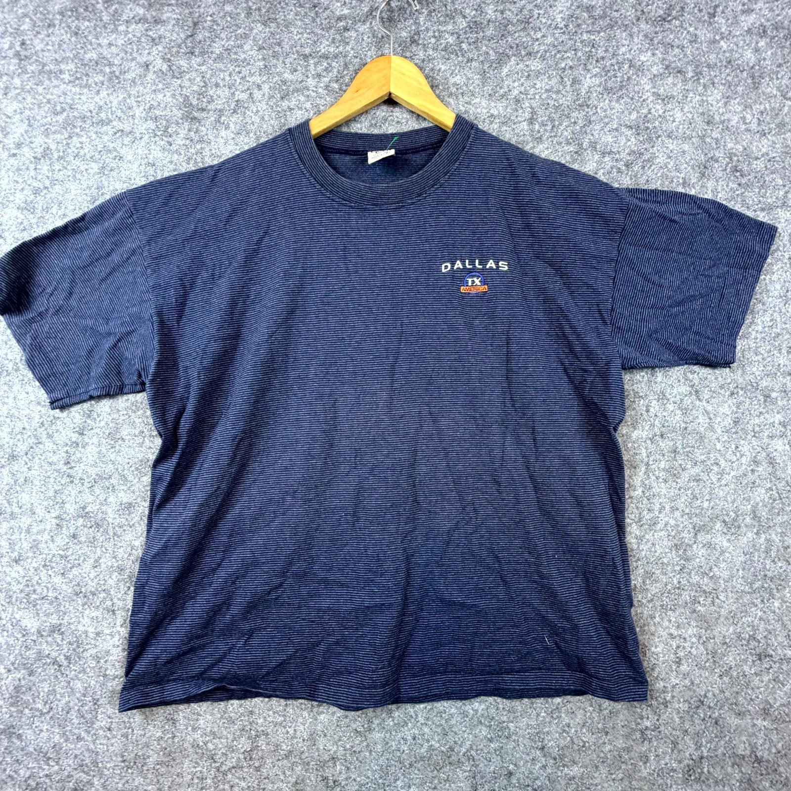 Vintage Cal Cru Dallas Texas T-Shirt Adult XL Blue Embroidered Logo Retro