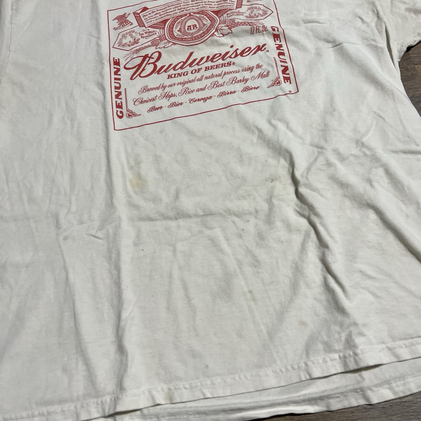 Vintage Budweiser King of Beers T-shirt Mens Size XL White Tee