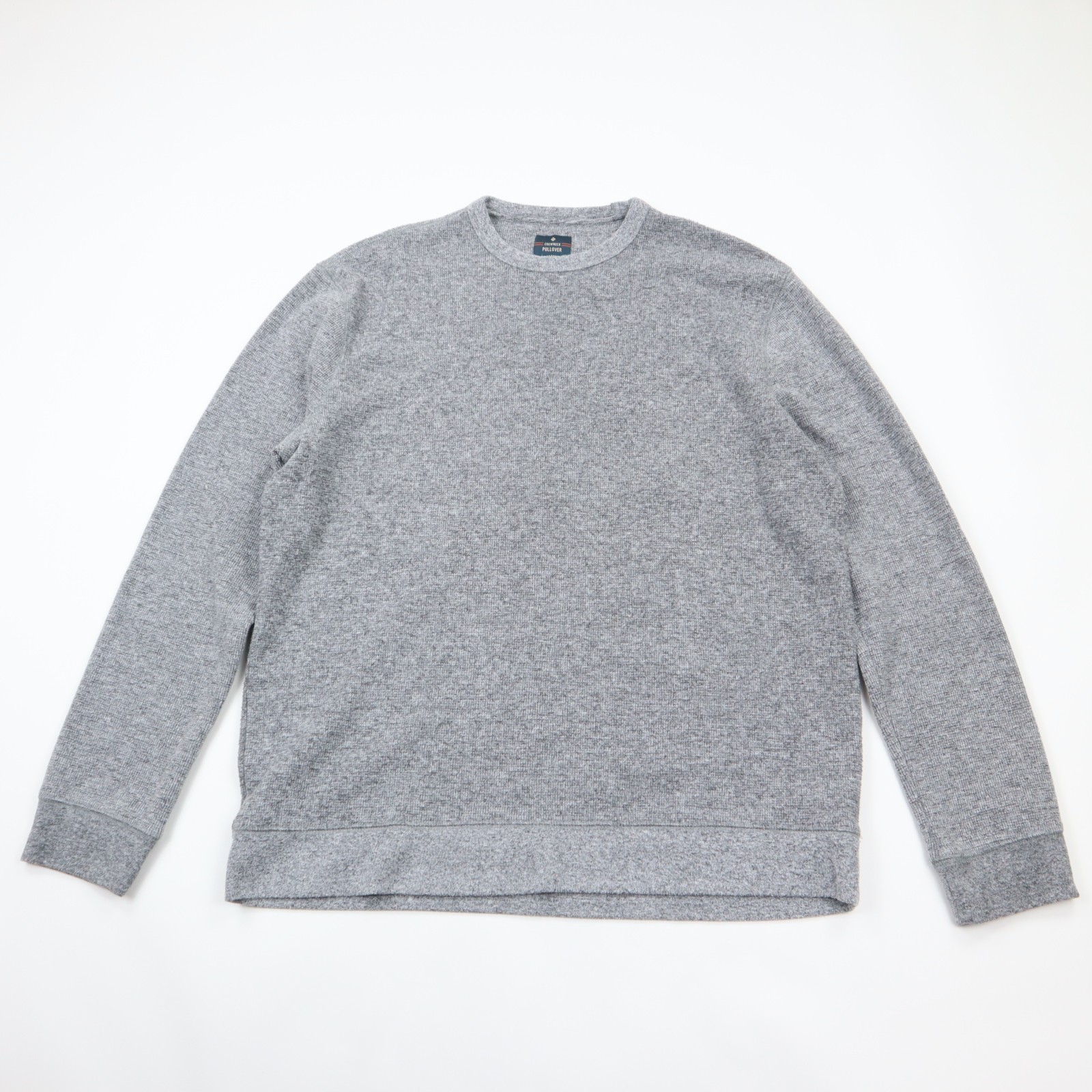 Members Mark Waffle Knit Crewneck Pullover Shirt Mens Large Gray Heritage Cotton