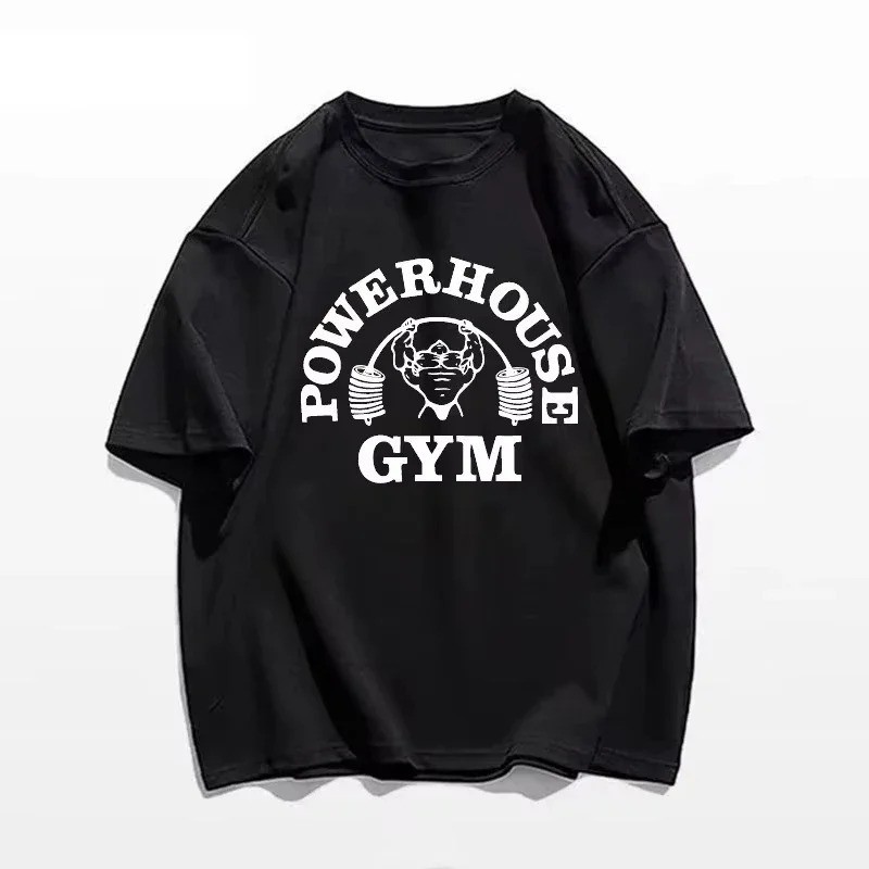 Men T-shirts Fitness Bodybuilding Cotton Shirt Oversized Rag Gym Sport Muscle.
