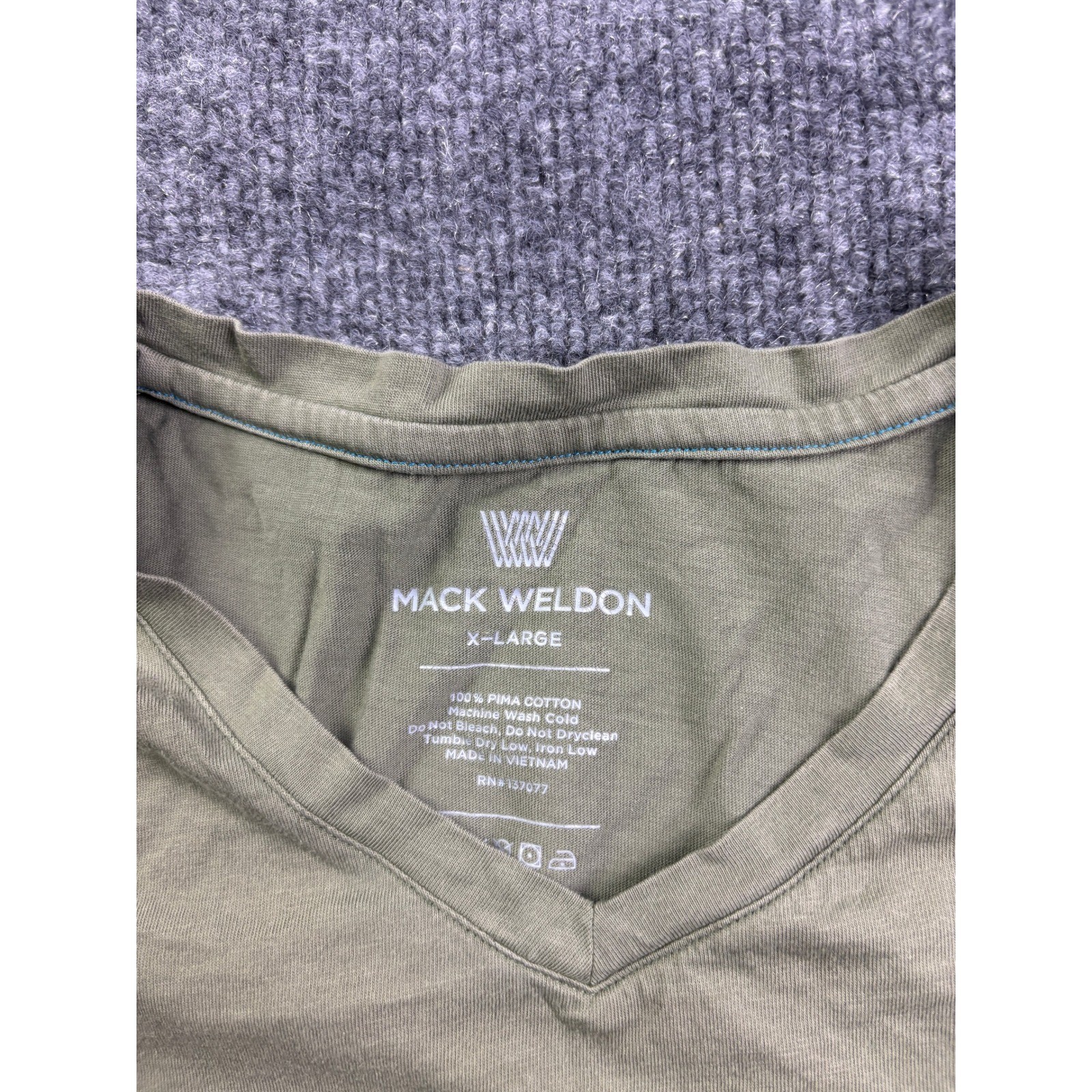 Mack Weldon V-Neck T-Shirt Mens XL Green Pima Cotton Short Sleeve Tee 62967