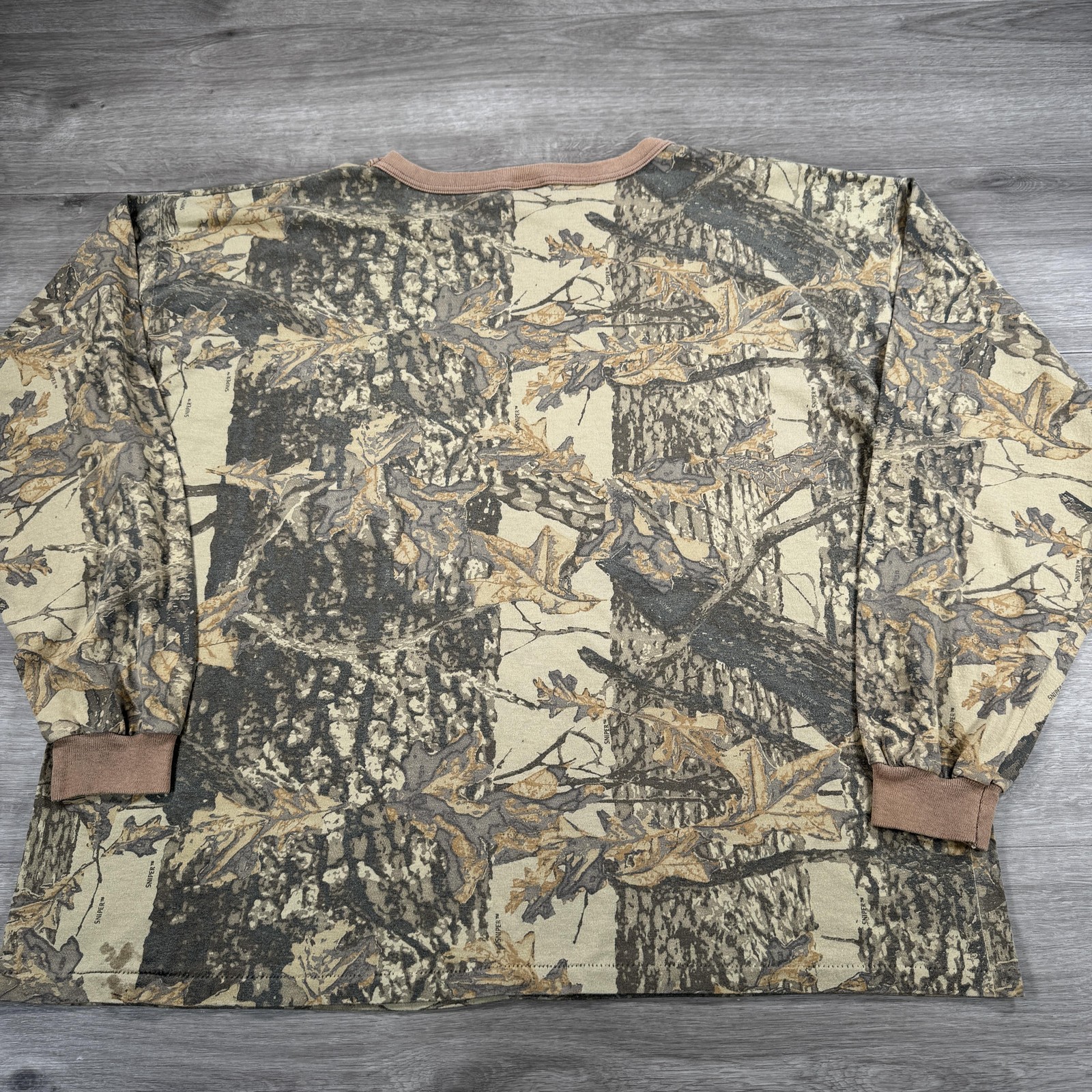 Vintage Boxy Fit Camo Shirt 2XL Sniper Long Sleeve Pocket USA Ace AOP Faded