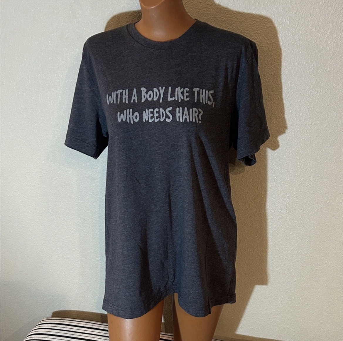 Threadfast Apparel Men&rsquo;s Gray Funny Graphic Print Crew Neck T-Shirt Size L