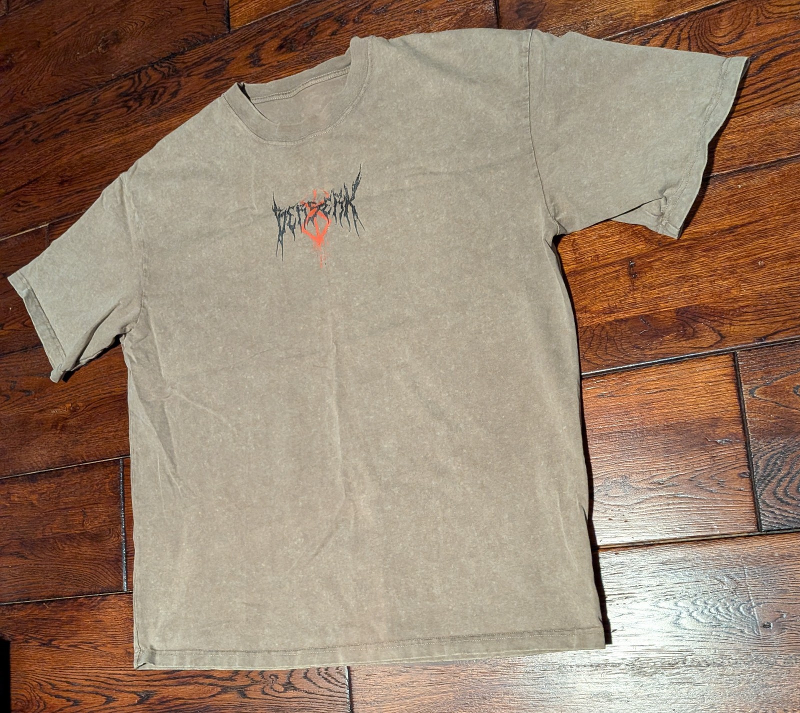 Aniqi Men&rsquo;s The Struggler Acid Wash Short Sleeve Tee T-Shirt Brown Size Large